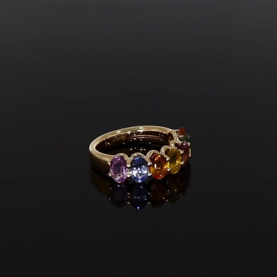 Rainbow Fancy Sapphire Cocktail Ring 4.36ct in 18ct Rose Gold