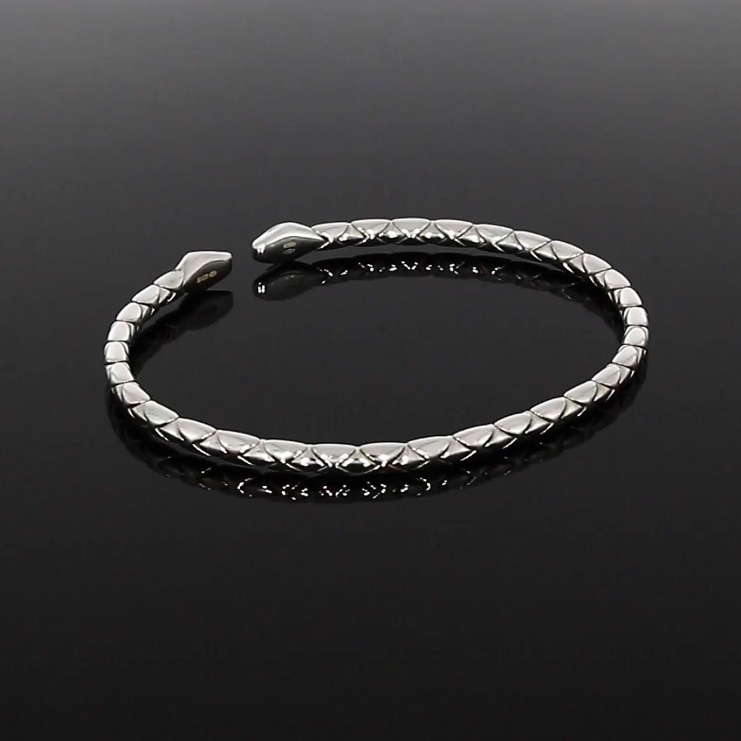 Groove Textured Bangle<br /> in 18CT White Gold