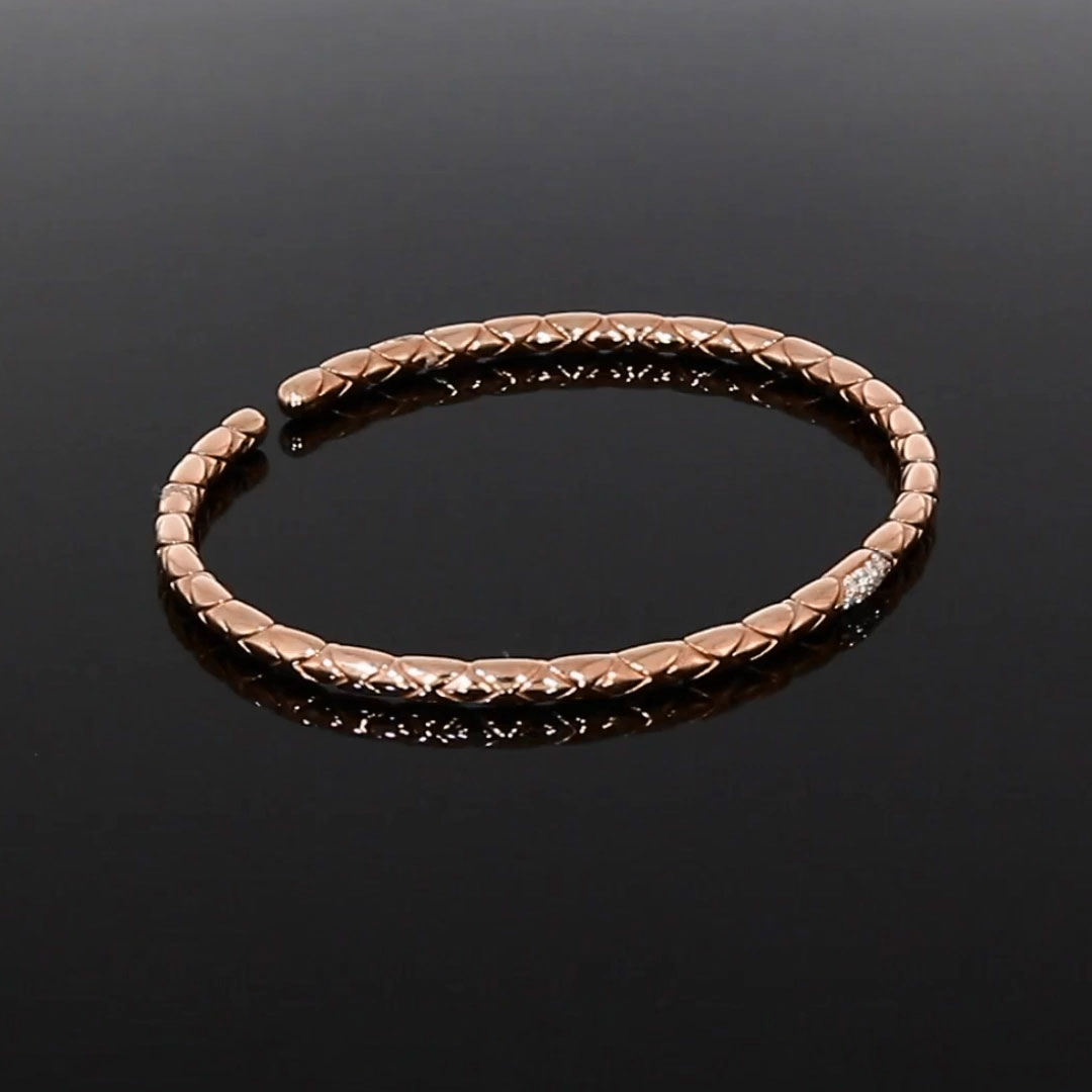 Groove Diamond Textured Bangle 0.10ct in 18ct Rose Gold
