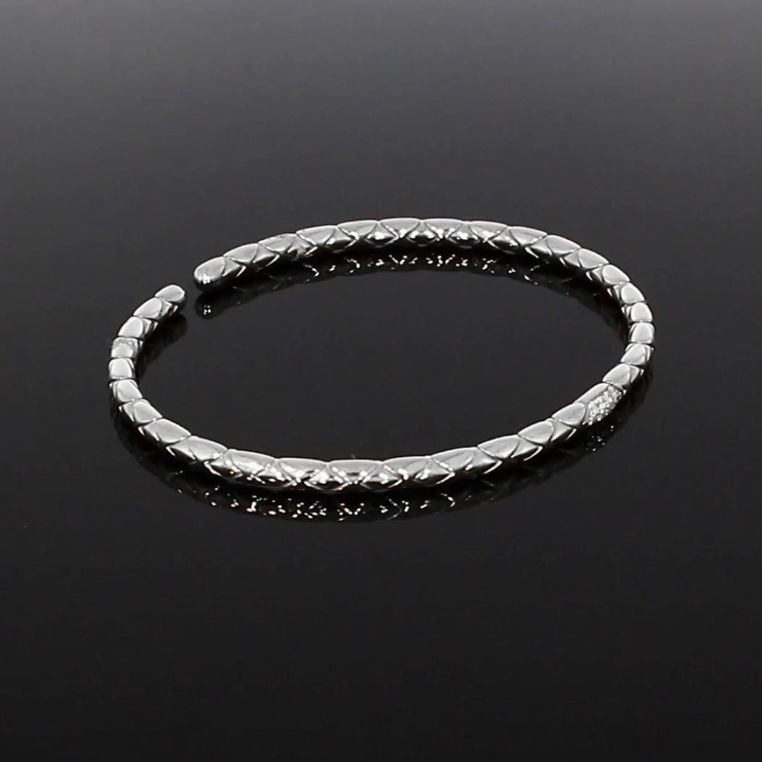 Groove Diamond Textured Bangle 0.10ct in 18ct White Gold