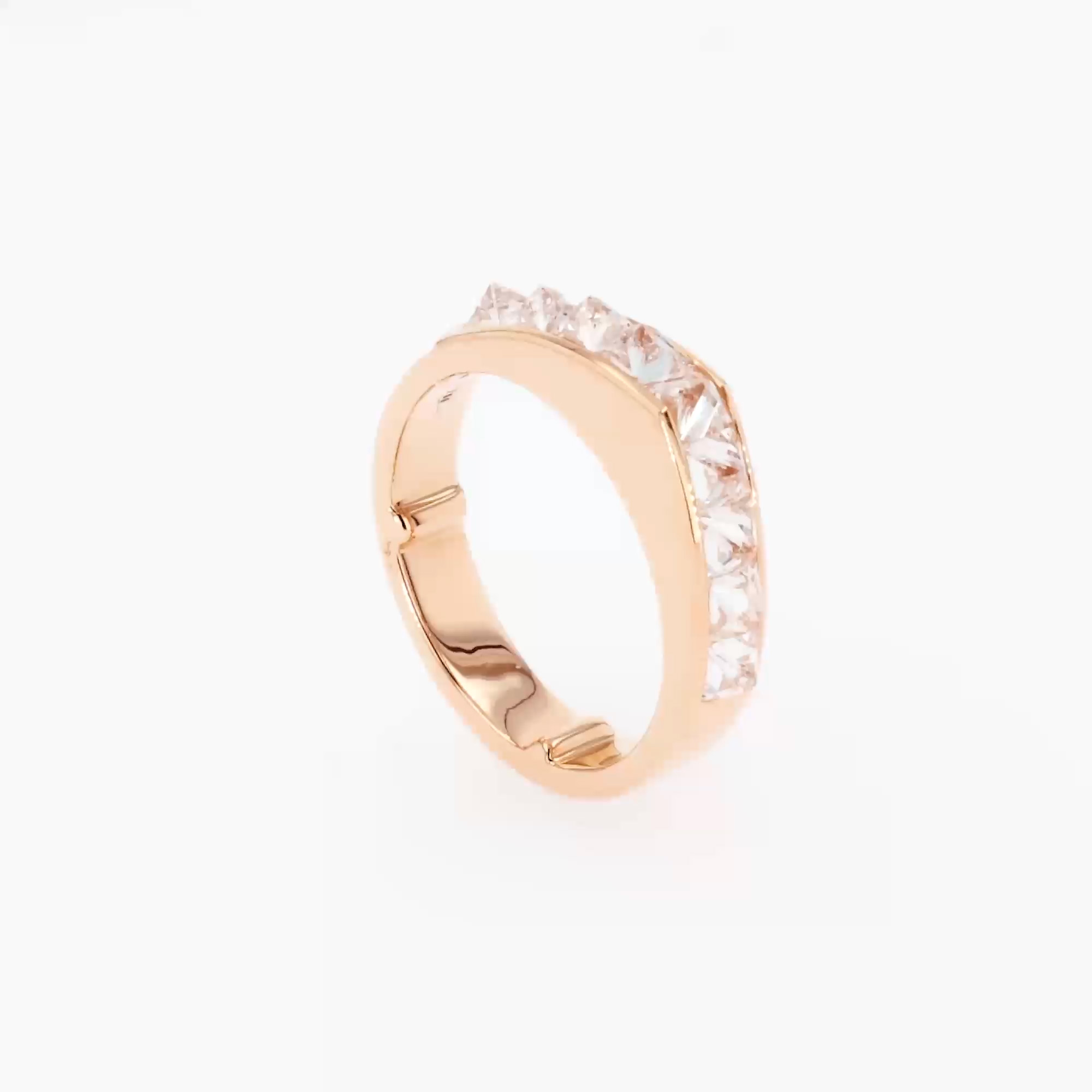 RockChic 1.40ct Peaked Inverted Princess Cut Diamond Half Eternity Ring in 18ct Rose Gold