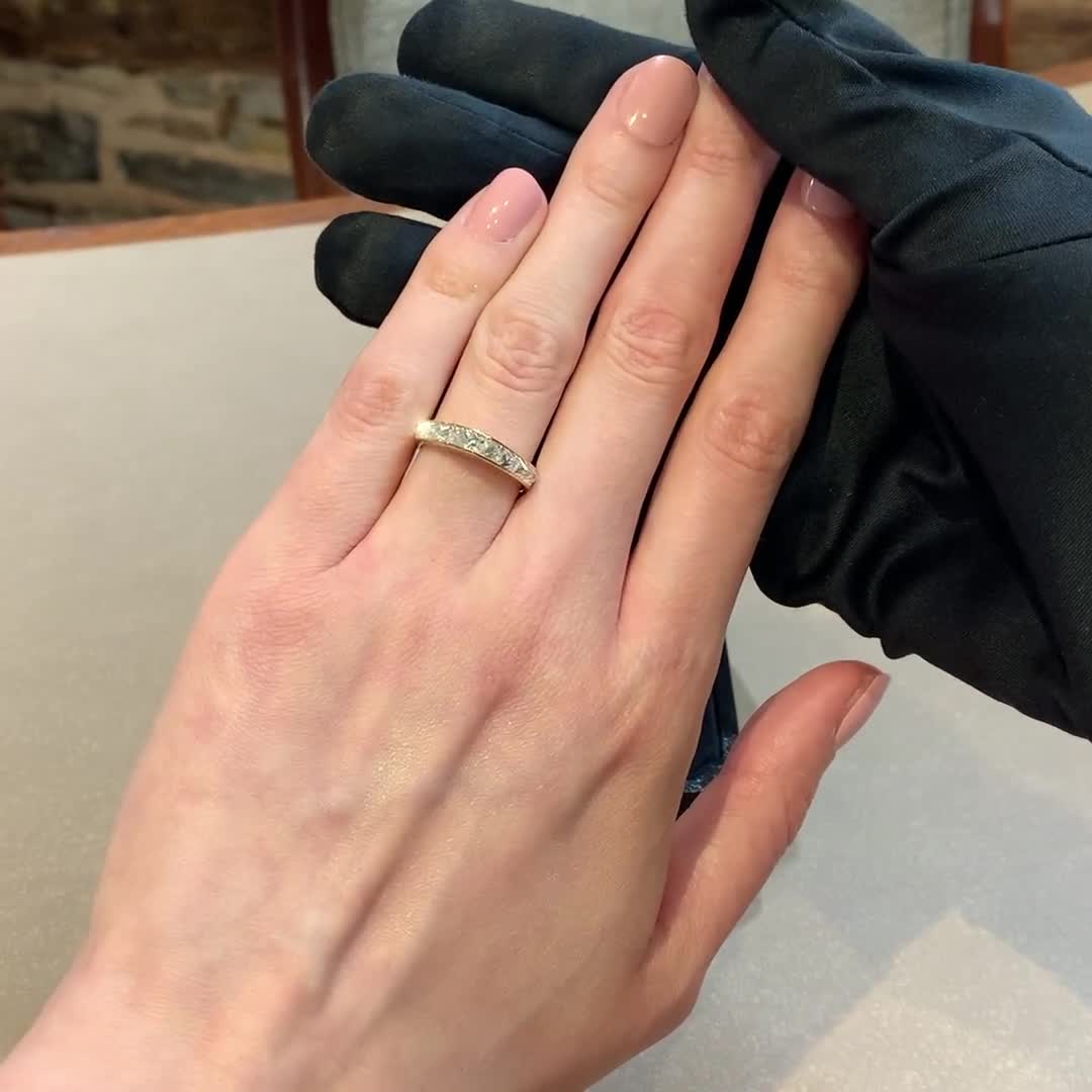 RockChic 1.40ct Peaked Inverted Princess Cut Diamond Half Eternity Ring in 18ct Rose Gold