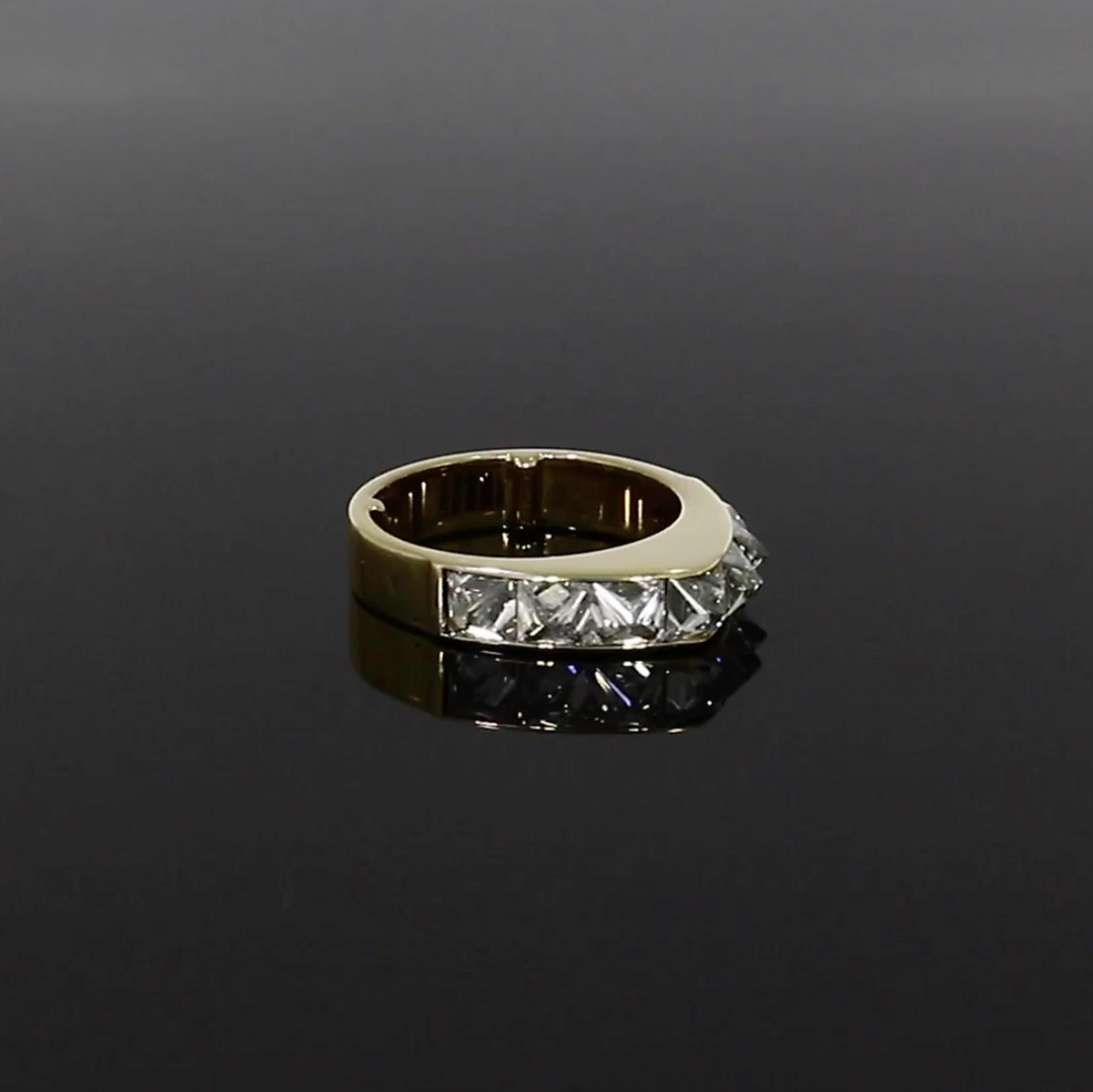 RockChic 2.71ct Peaked Inverted Princess Cut Diamond Seven Stone Ring in 18ct Yellow Gold