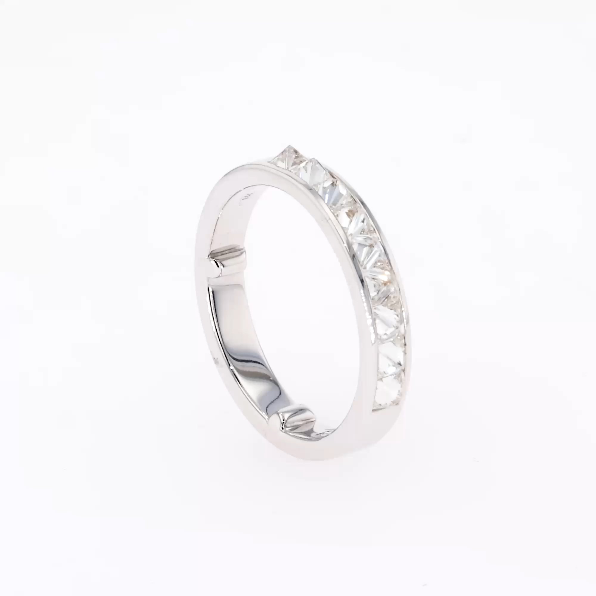 RockChic 0.77ct Inverted Princess Cut Diamond Half Eternity Ring in 18ct White Gold