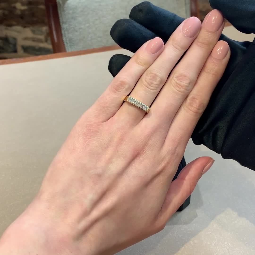 RockChic 0.82ct Diamond Flat-Topped Five Stone Ring in 18ct Yellow Gold