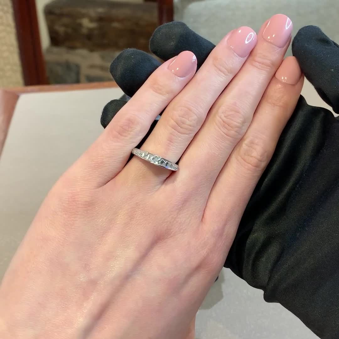 RockChic 1.34ct Peaked Inverted Princess Cut Diamond Half Eternity Ring in 18ct White Gold