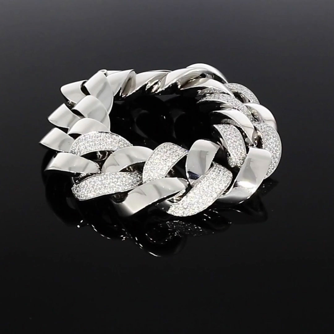 Cuba Large Chain Diamond Bracelet 6.403ct in 18ct White Gold