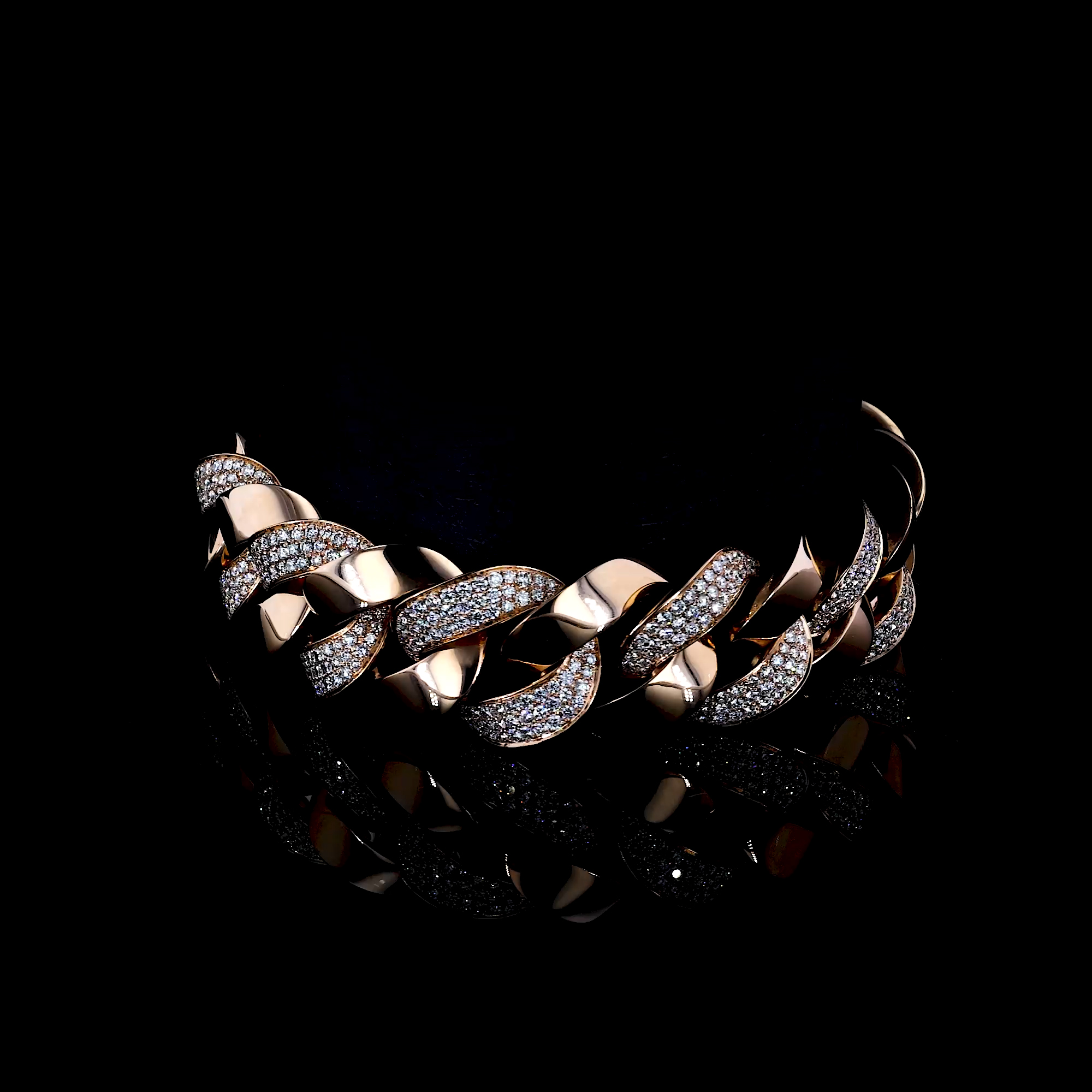 Cuba Medium Chain Diamond Bracelet 5.738ct in 18ct Rose Gold.