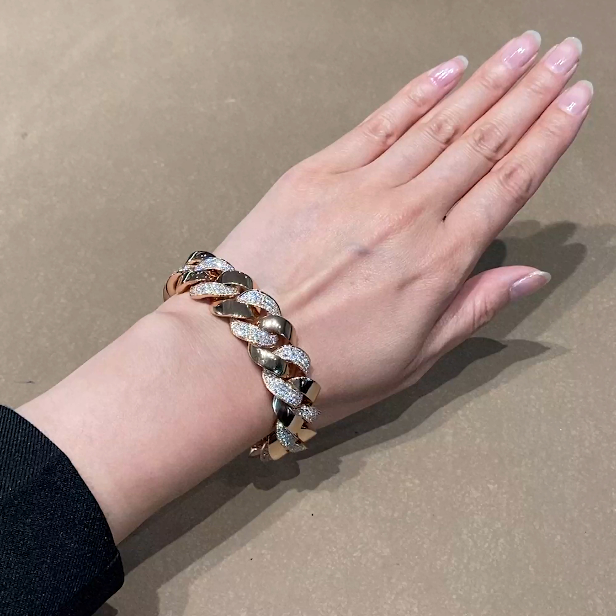 Cuba Medium Chain Diamond Bracelet 5.738ct in 18ct Rose Gold.