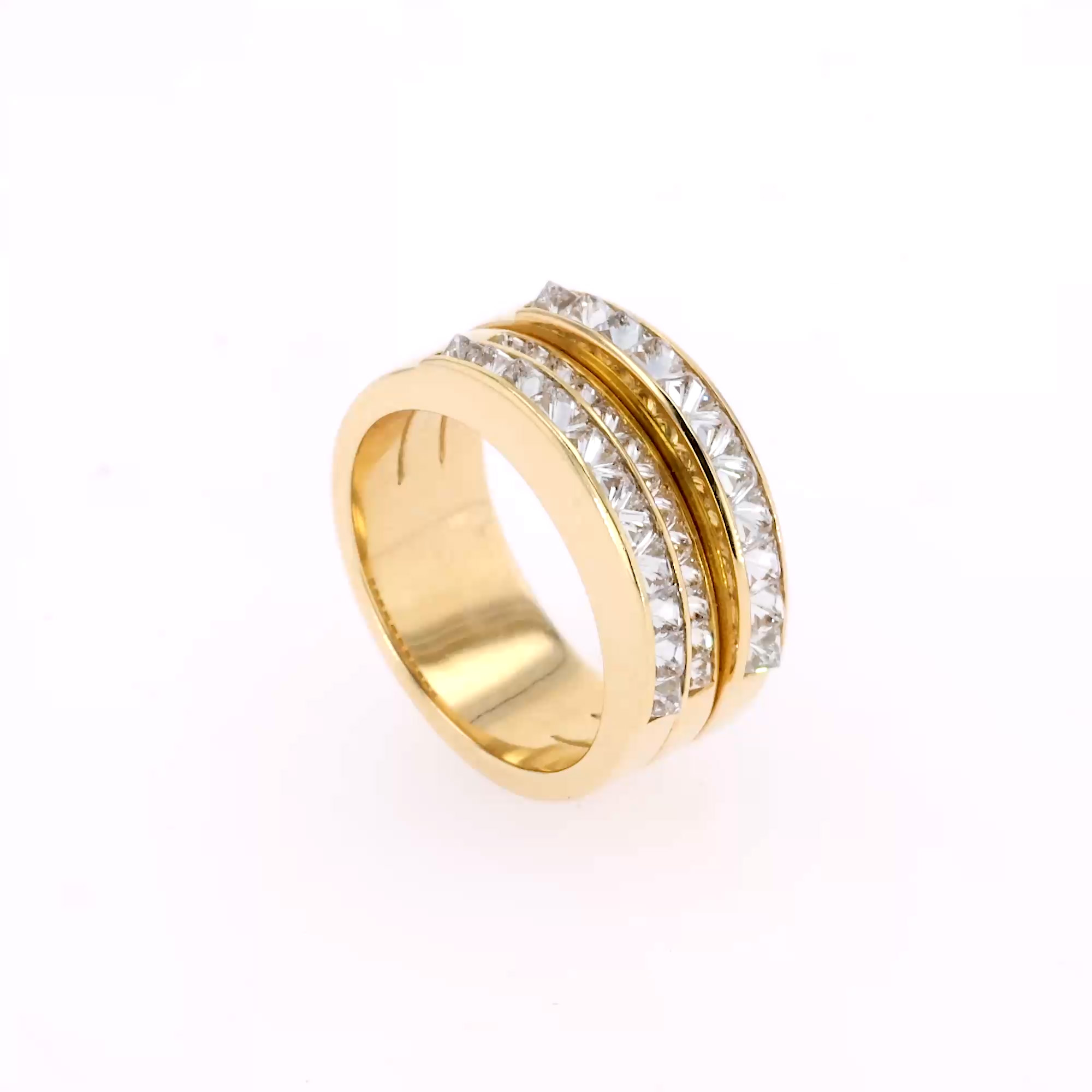 RockChic 1.51ct Diamond Three Row Ring in 18ct Yellow Gold