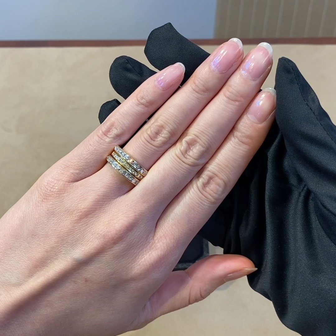 RockChic 1.51ct Diamond Three Row Ring in 18ct Yellow Gold