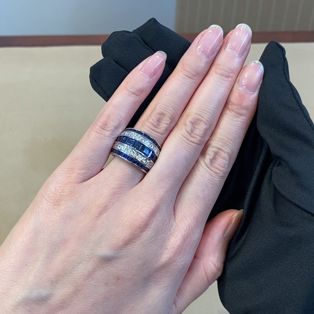 Manhattan Classic Sapphire & Diamond Ring 6.97ct in Platinum