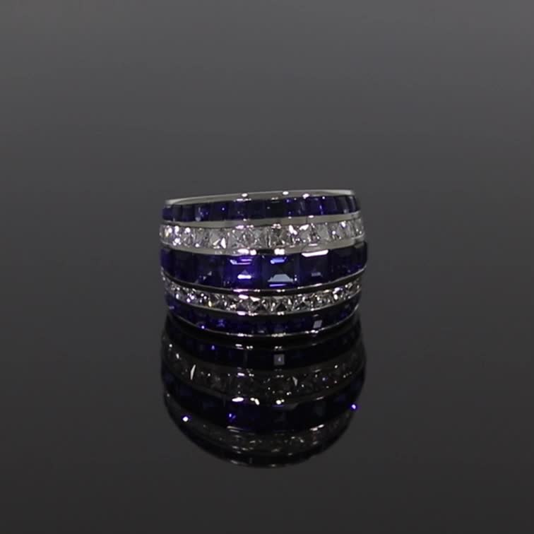 Manhattan Classic Sapphire & Diamond Ring 6.97ct in Platinum
