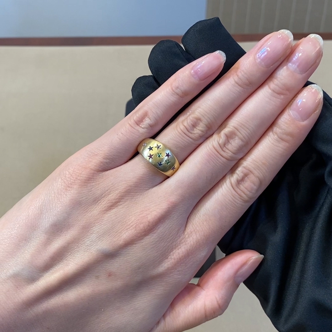 RockStar Multi Gemstone Bombe Ring 0.71ct in 18ct Yellow Gold