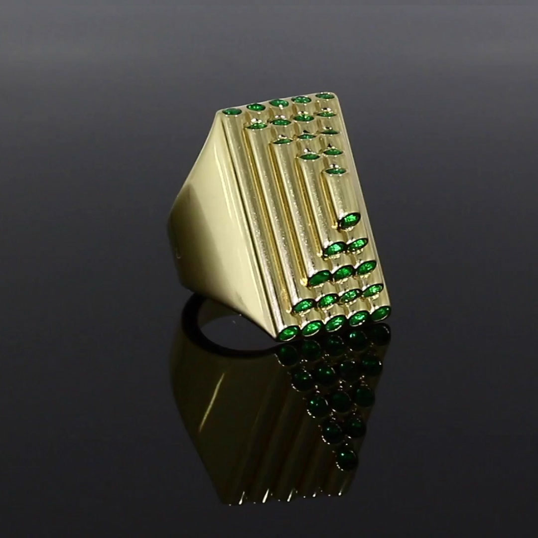 Eclipse 1.70ct Emerald Pyramid Ring in 18ct Yellow Gold