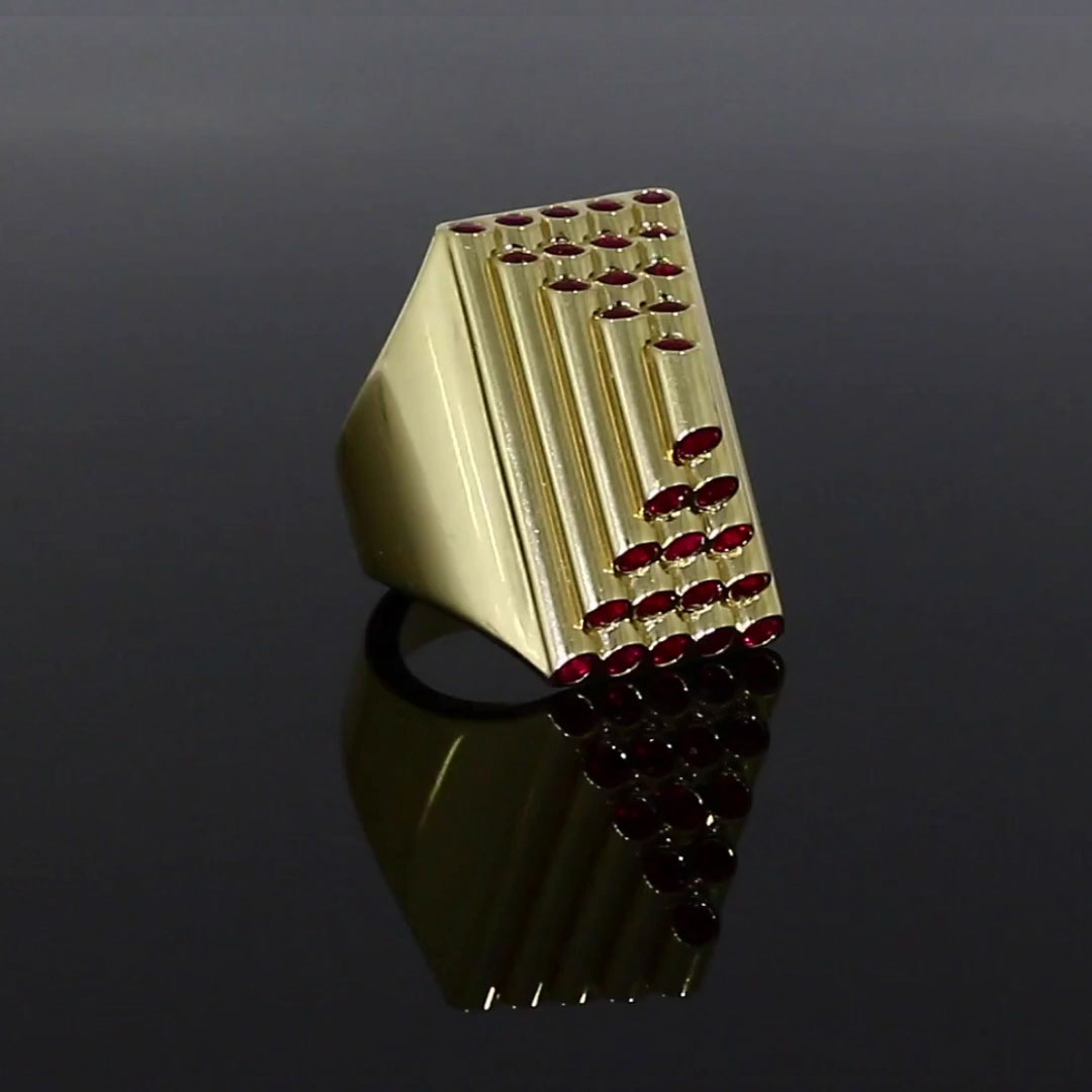 Eclipse 1.70ct Ruby Pyramid Ring in 18ct Yellow Gold