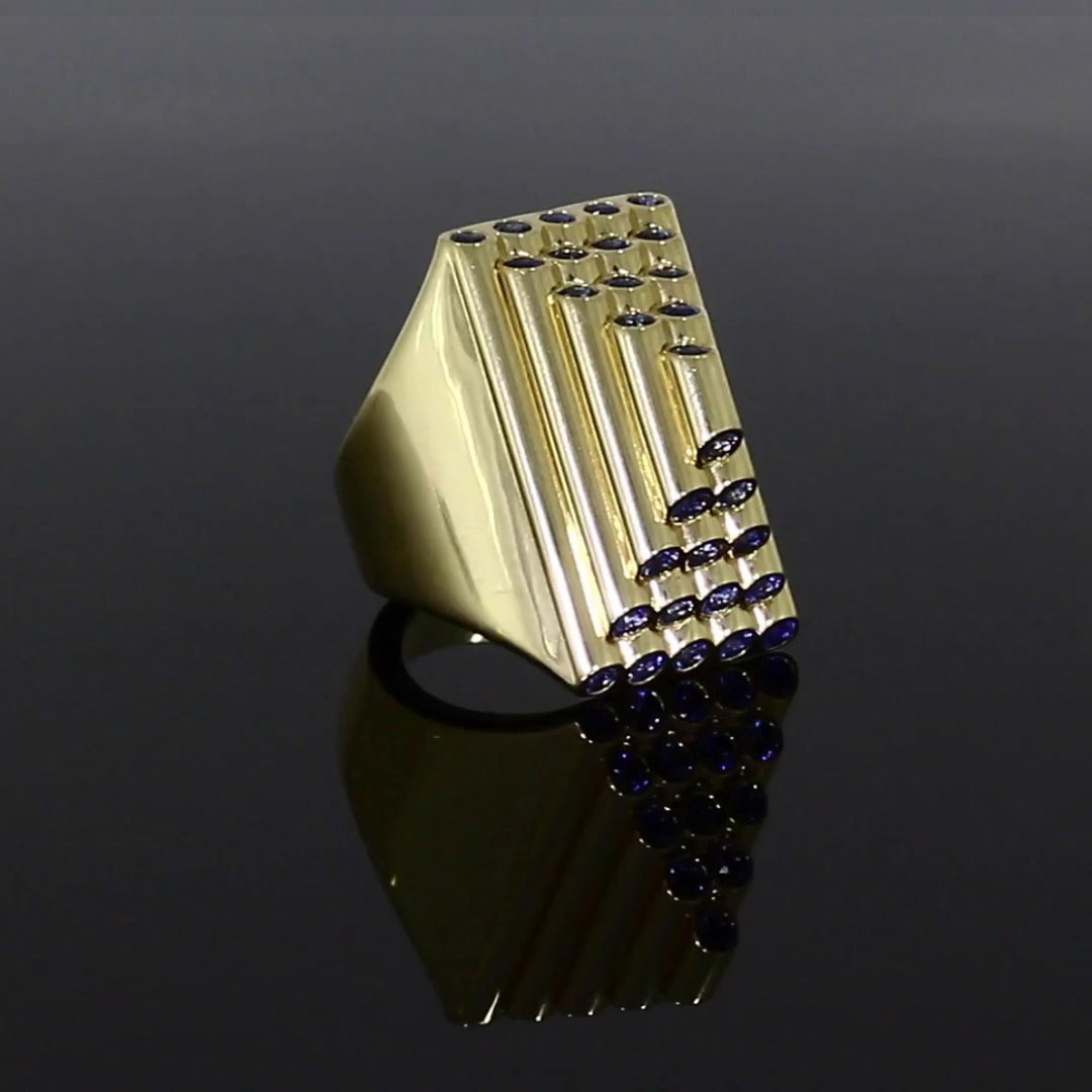 Eclipse 1.60ct Sapphire Pyramid Ring in 18ct Yellow Gold