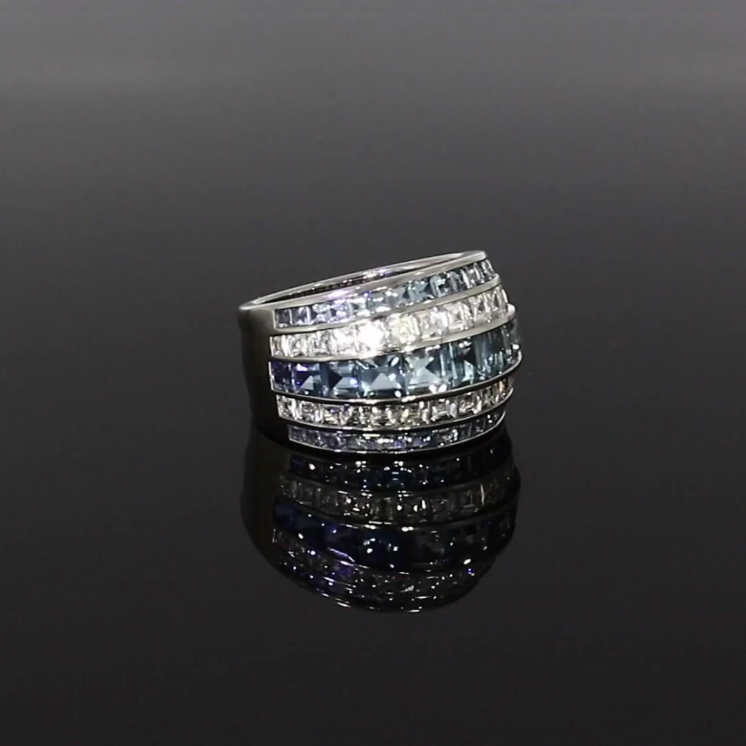 Manhattan Classic Aquamarine & Diamond Ring 5.72ct in Platinum