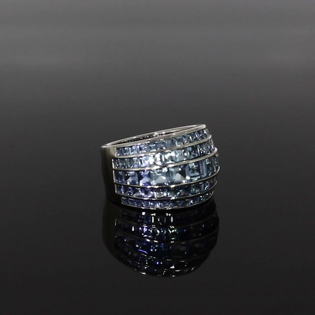 Manhattan Five Row Aquamarine Dress Ring <br /> 4.75ct in Platinum