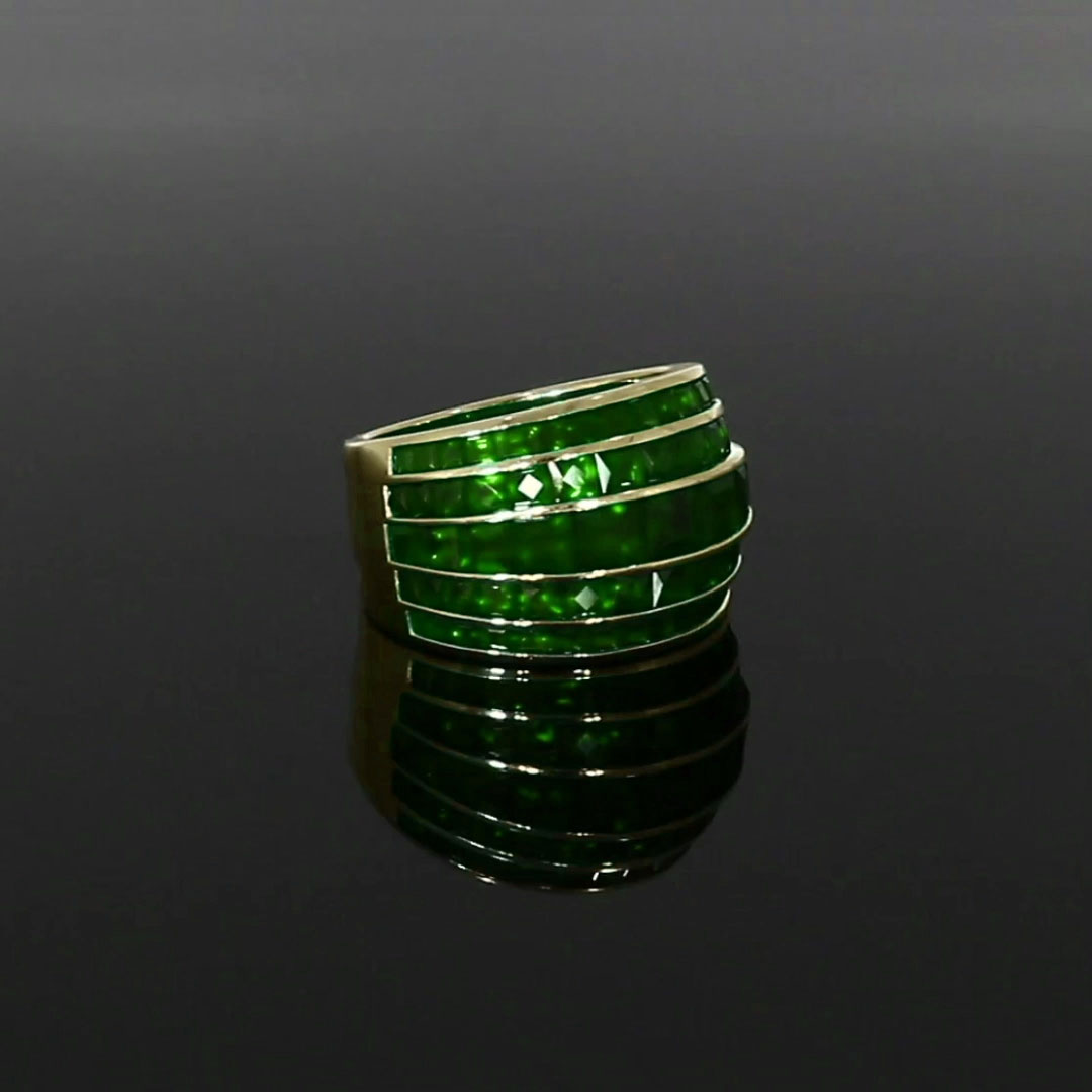 Manhattan Collection Five Row Emerald Ring <br /> 5.08ct in 18ct Yellow Gold