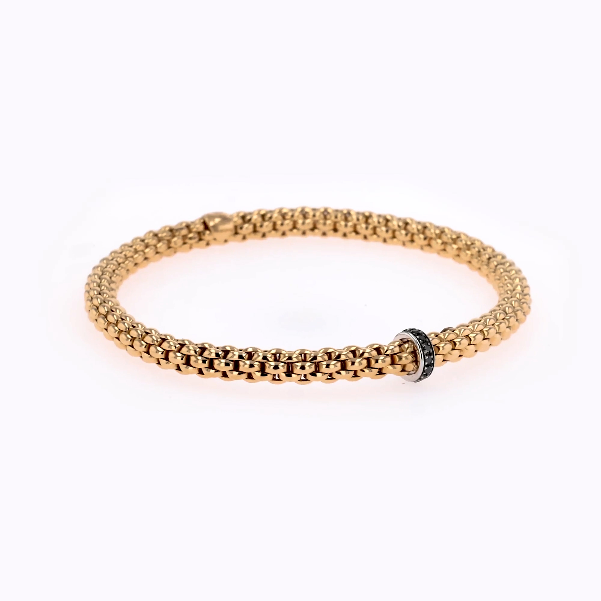FOPE Solo Large Flex'It Black Diamond Bracelet 0.11ct in 18ct Rose Gold