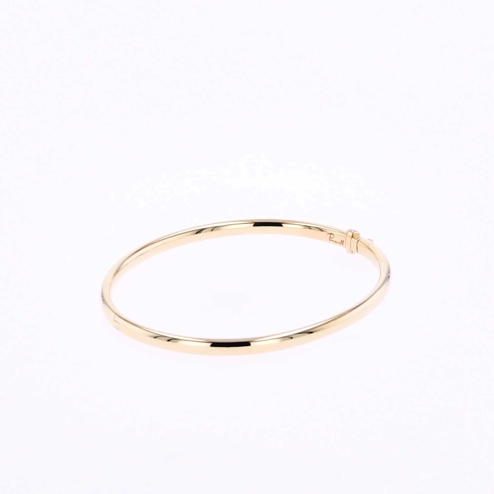 Plain Polished 4mm Oval Bangle in 18ct Yellow Gold