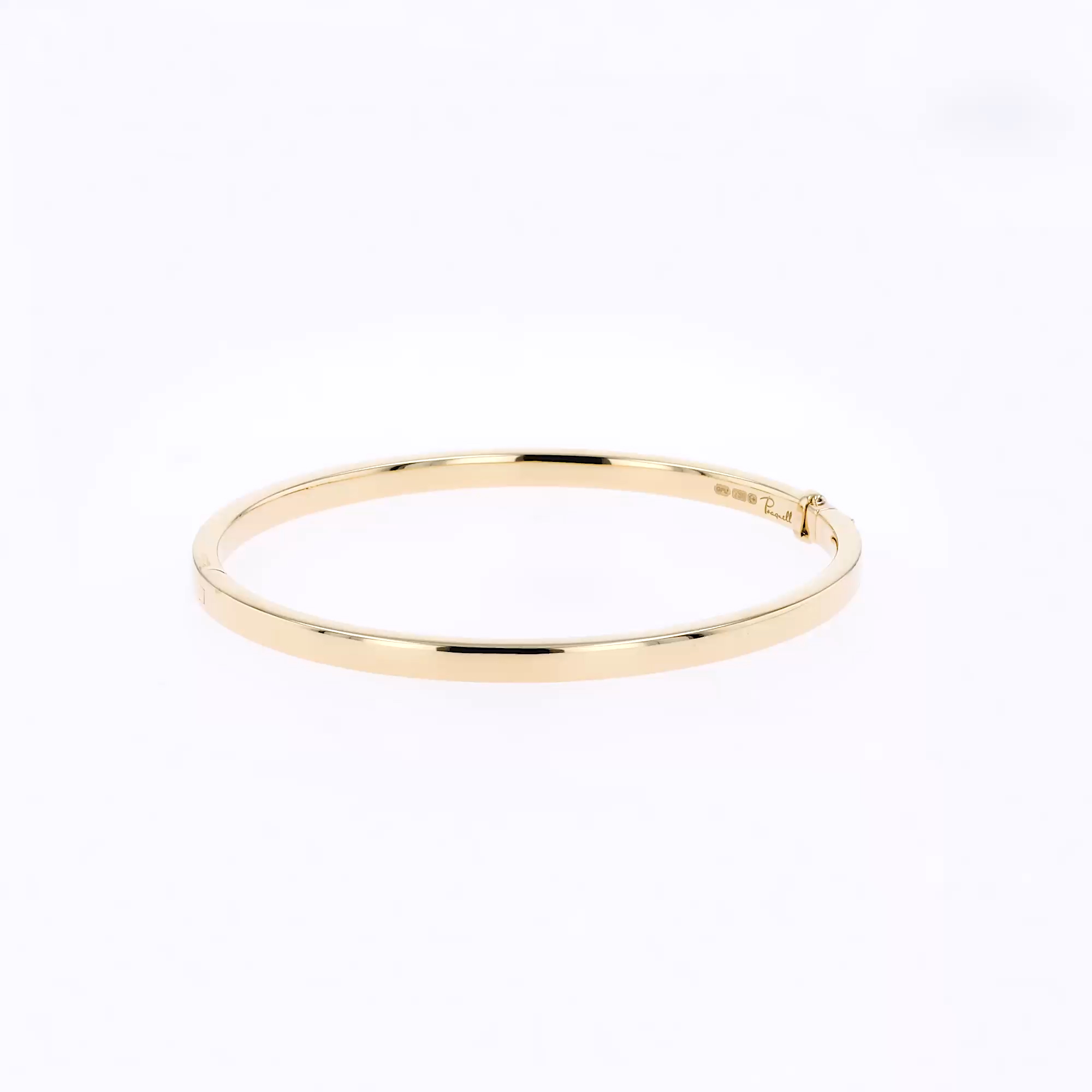 Plain Polished 4mm Square Edged Oval Bangle in 18ct Yellow Gold