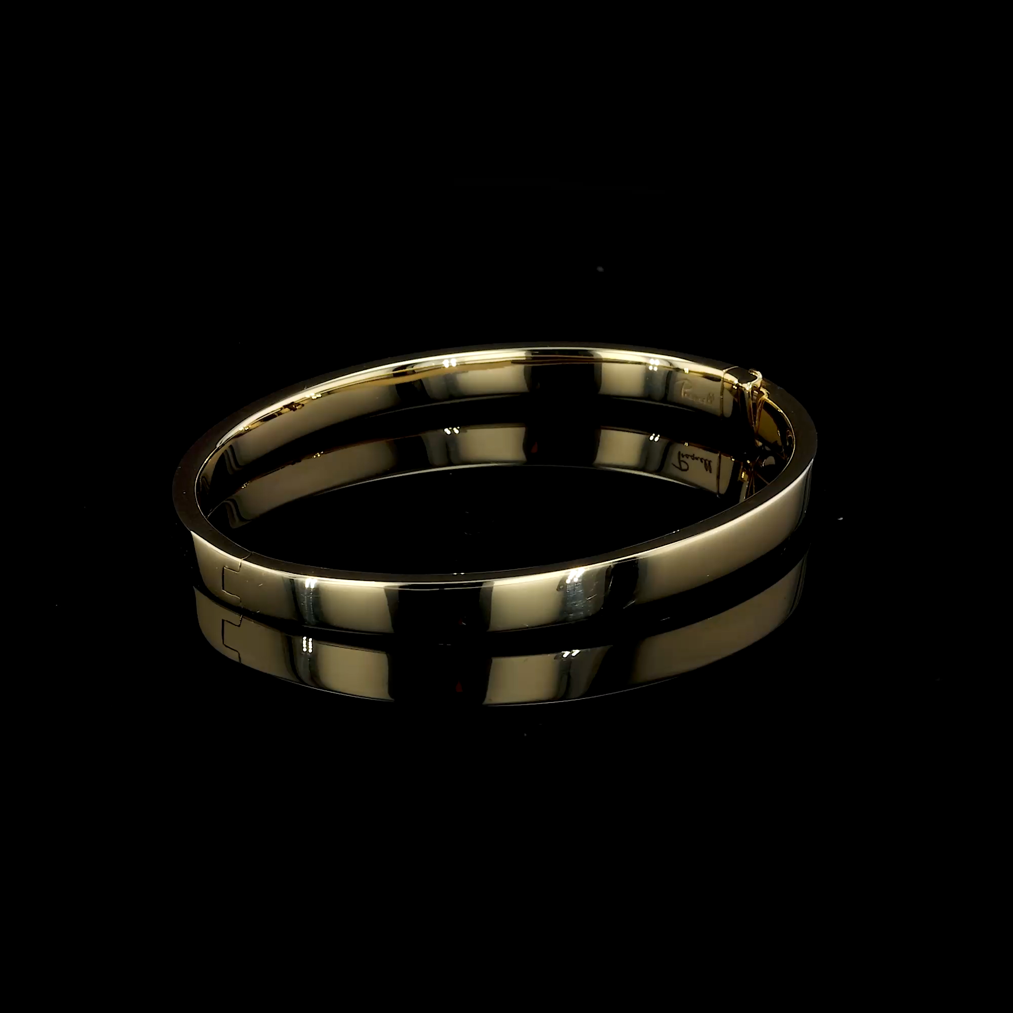 Plain Polished 6mm Square Bangle in 18ct Yellow Gold