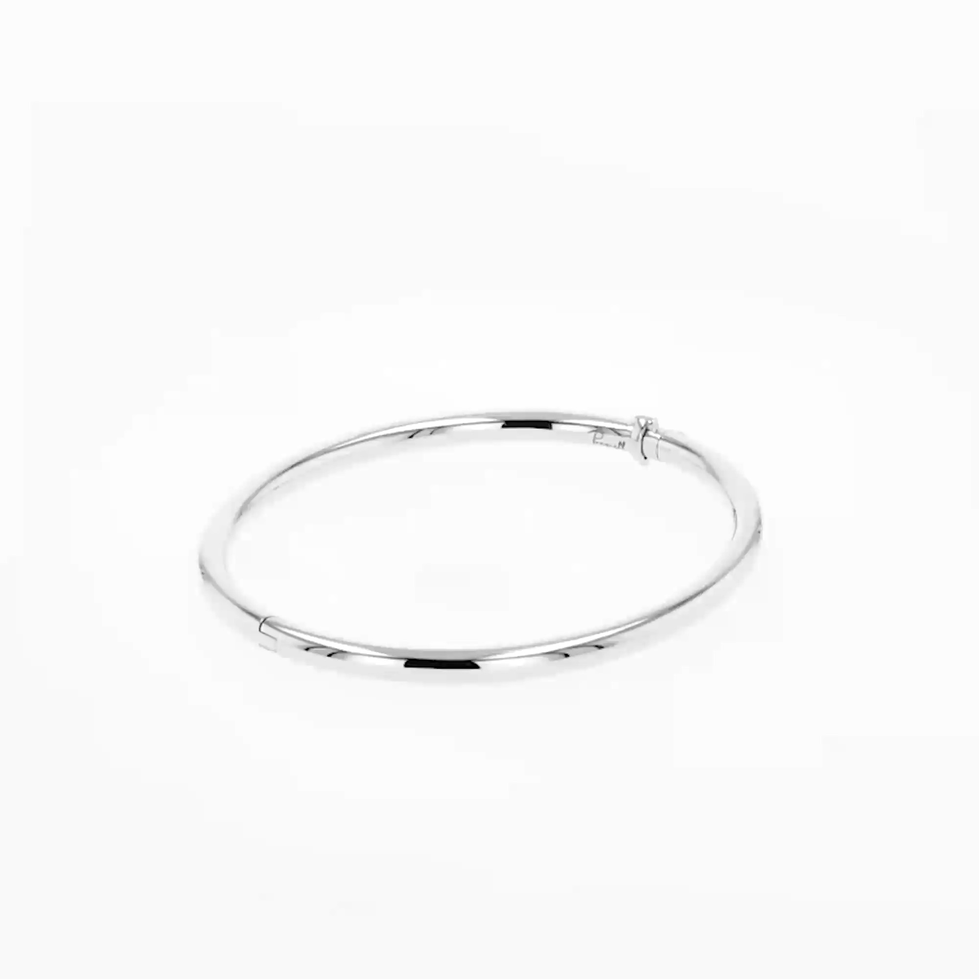 Plain Polished 3mm Round Edge Oval Bangle in 18ct White Gold