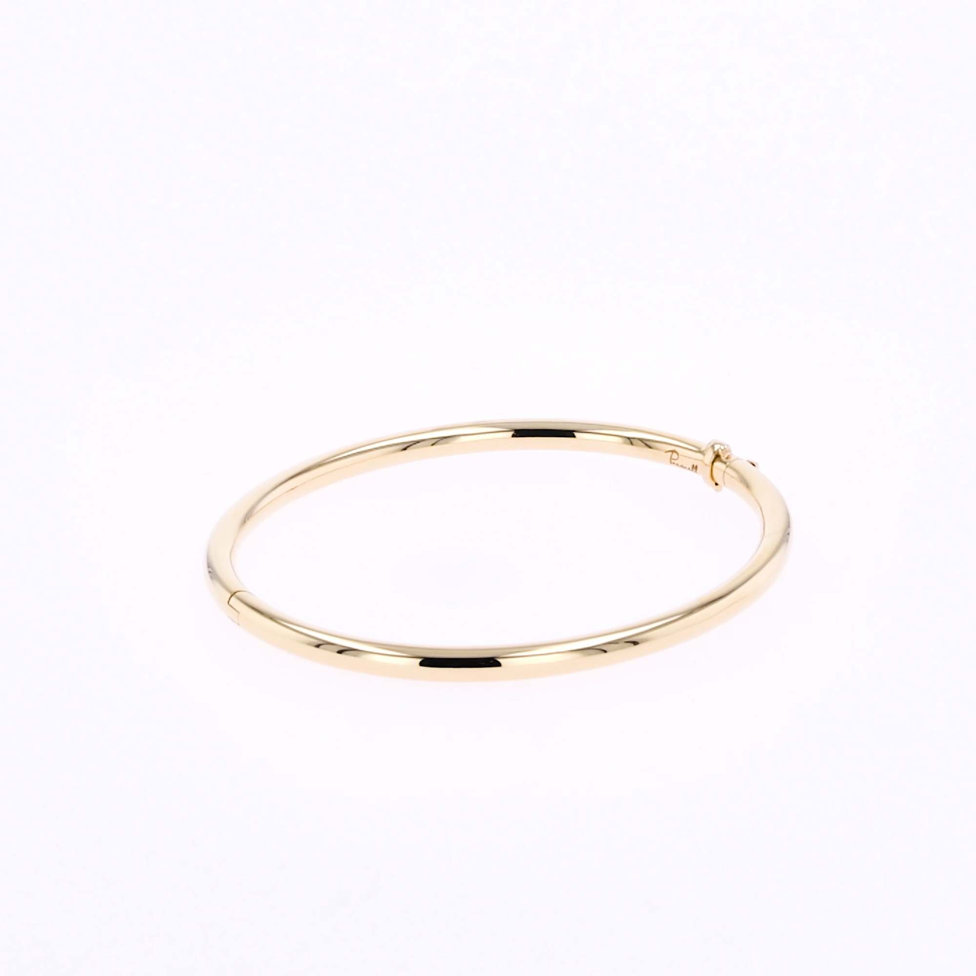 Plain Polished 4mm Round Edge Bangle in 18ct Yellow Gold