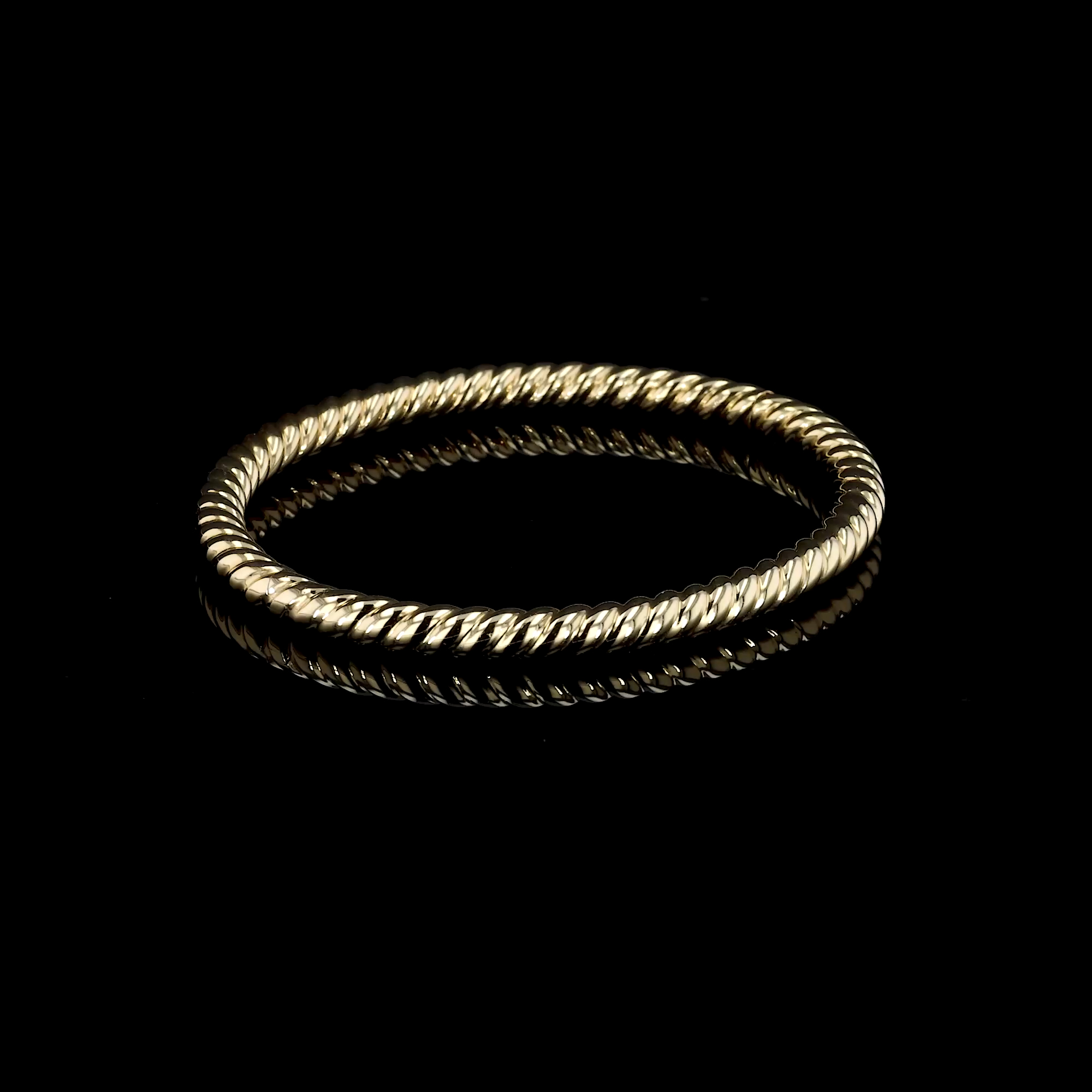 Yellow Gold Cross Section Cord Bangle in 18ct Yellow Gold