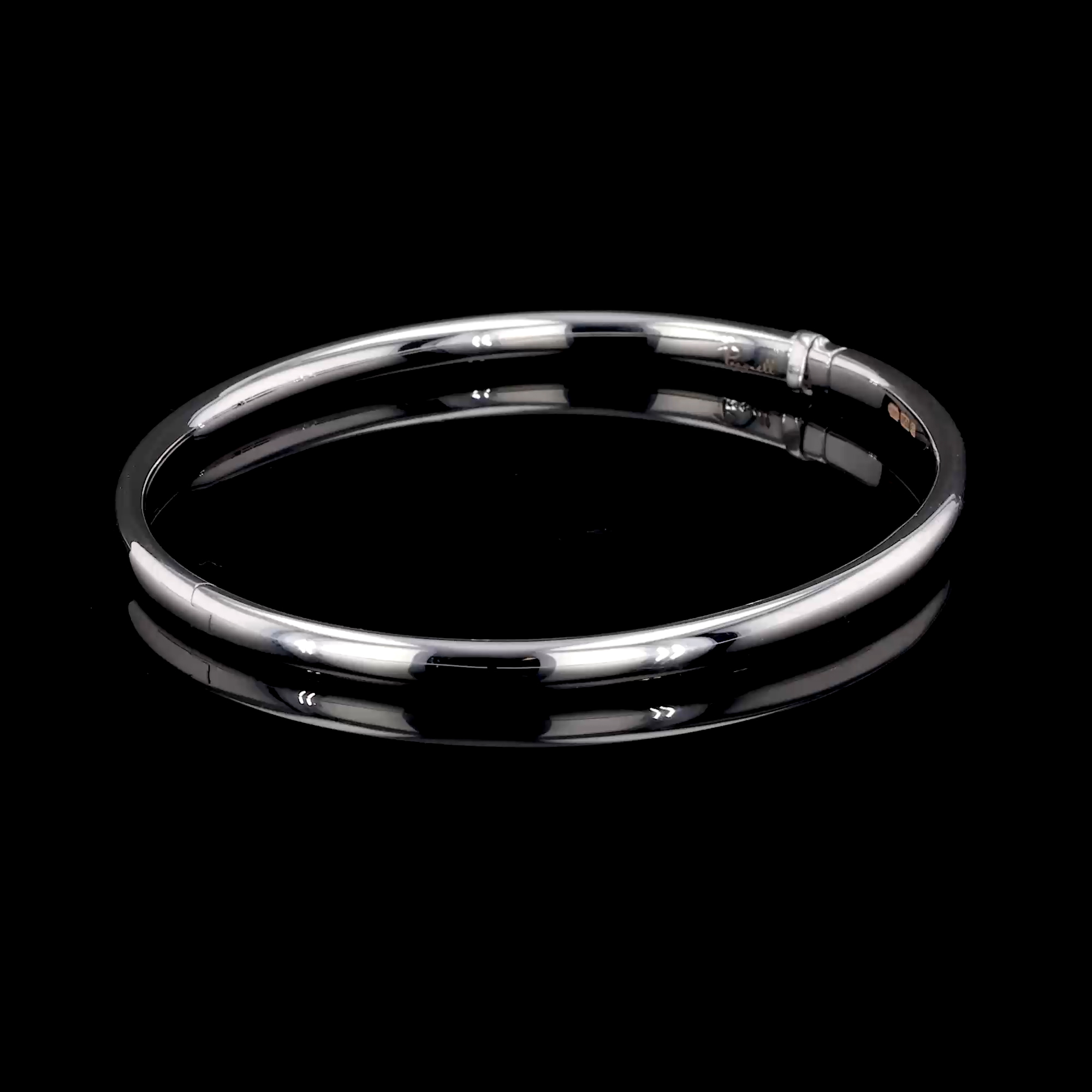 Plain Polished 4mm Oval Bangle in 18ct White Gold