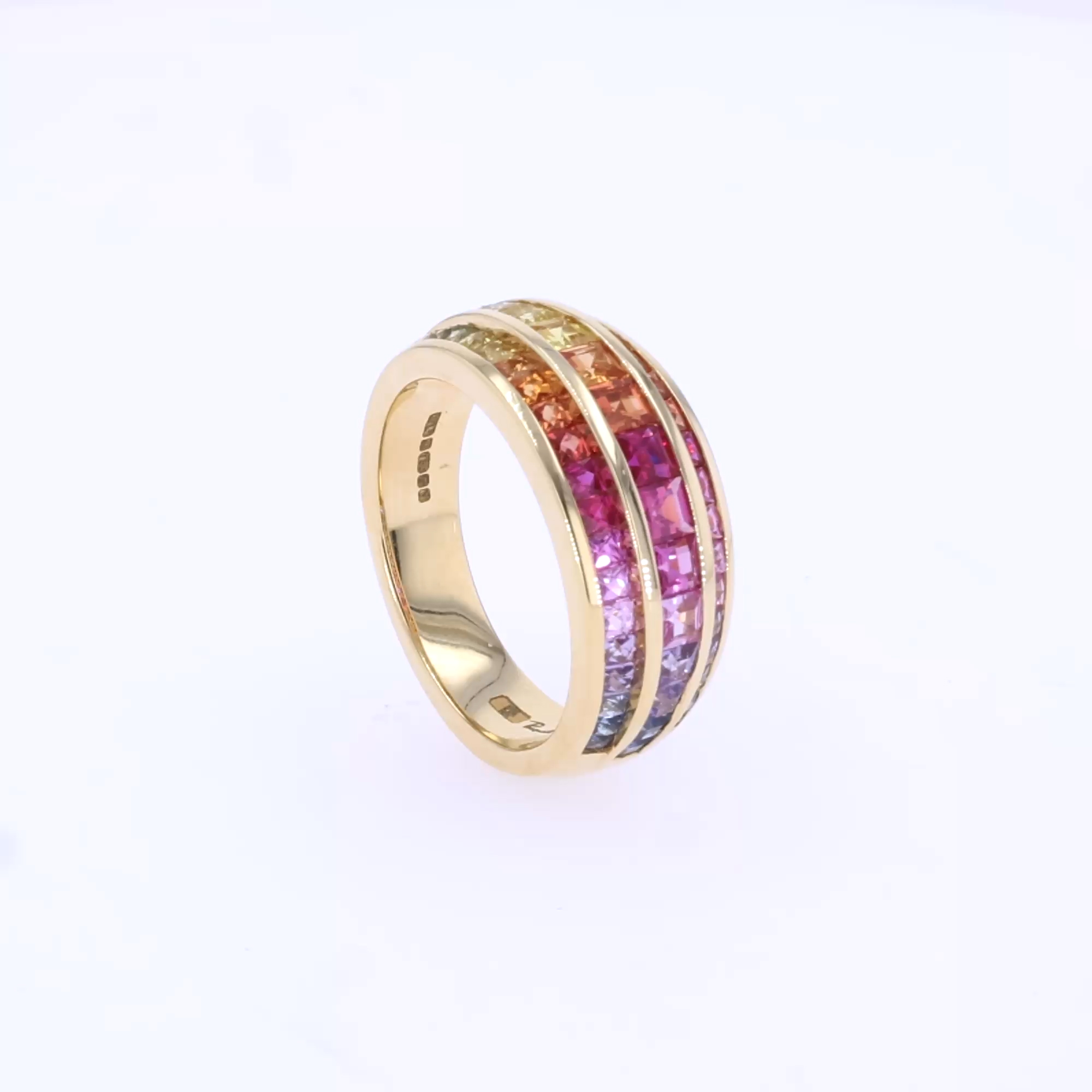 Manhattan Three Row Sapphire Ring 2.44cts in 18ct Yellow Gold