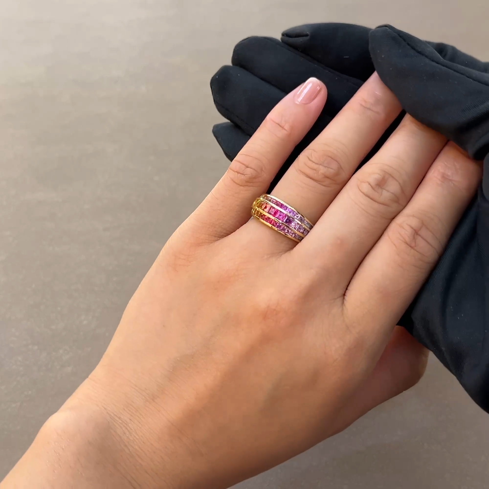 Manhattan Three Row Sapphire Ring 2.18cts in 18ct Rose Gold