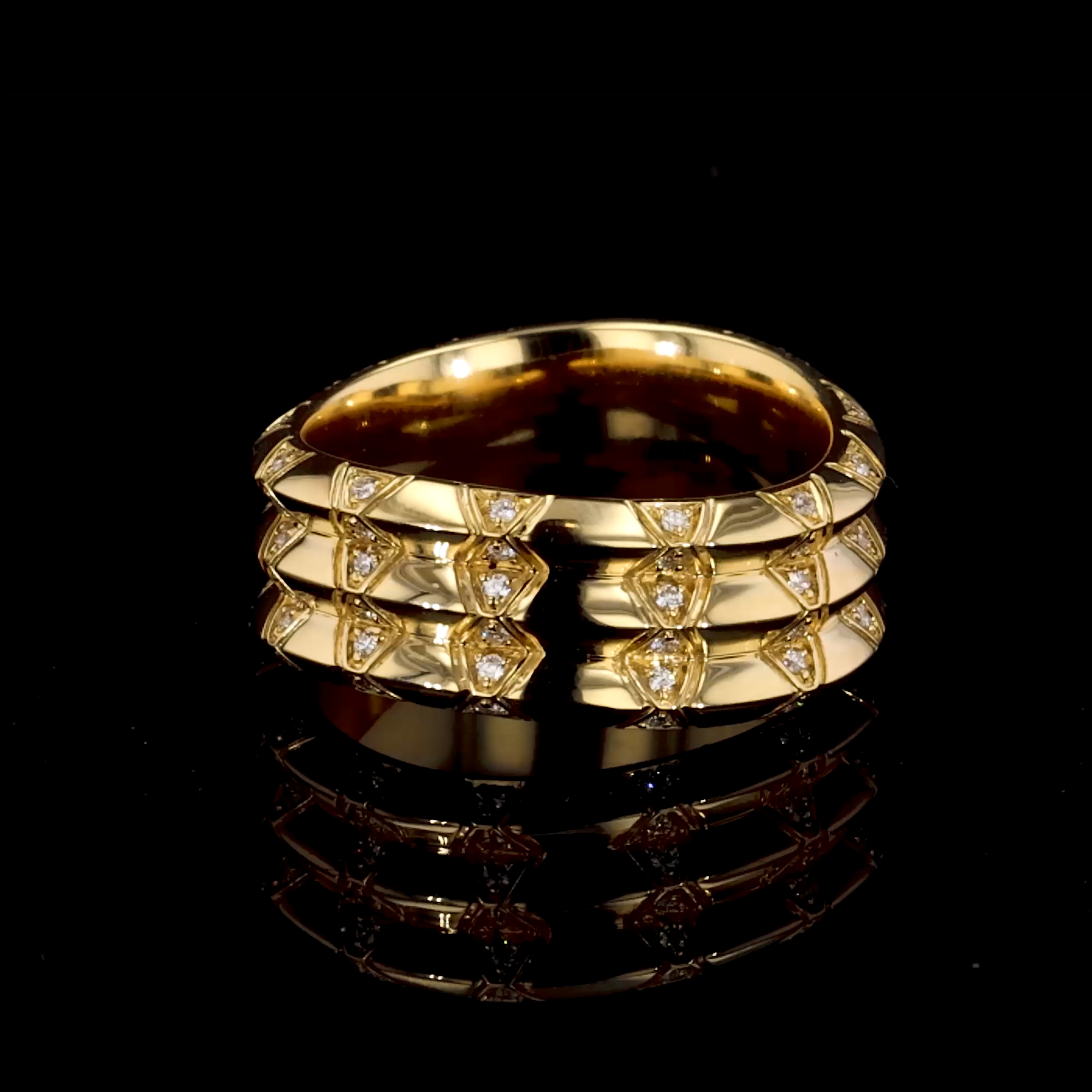 Origins 0.26ct Diamond Set Three Row Ring in 18ct Yellow Gold