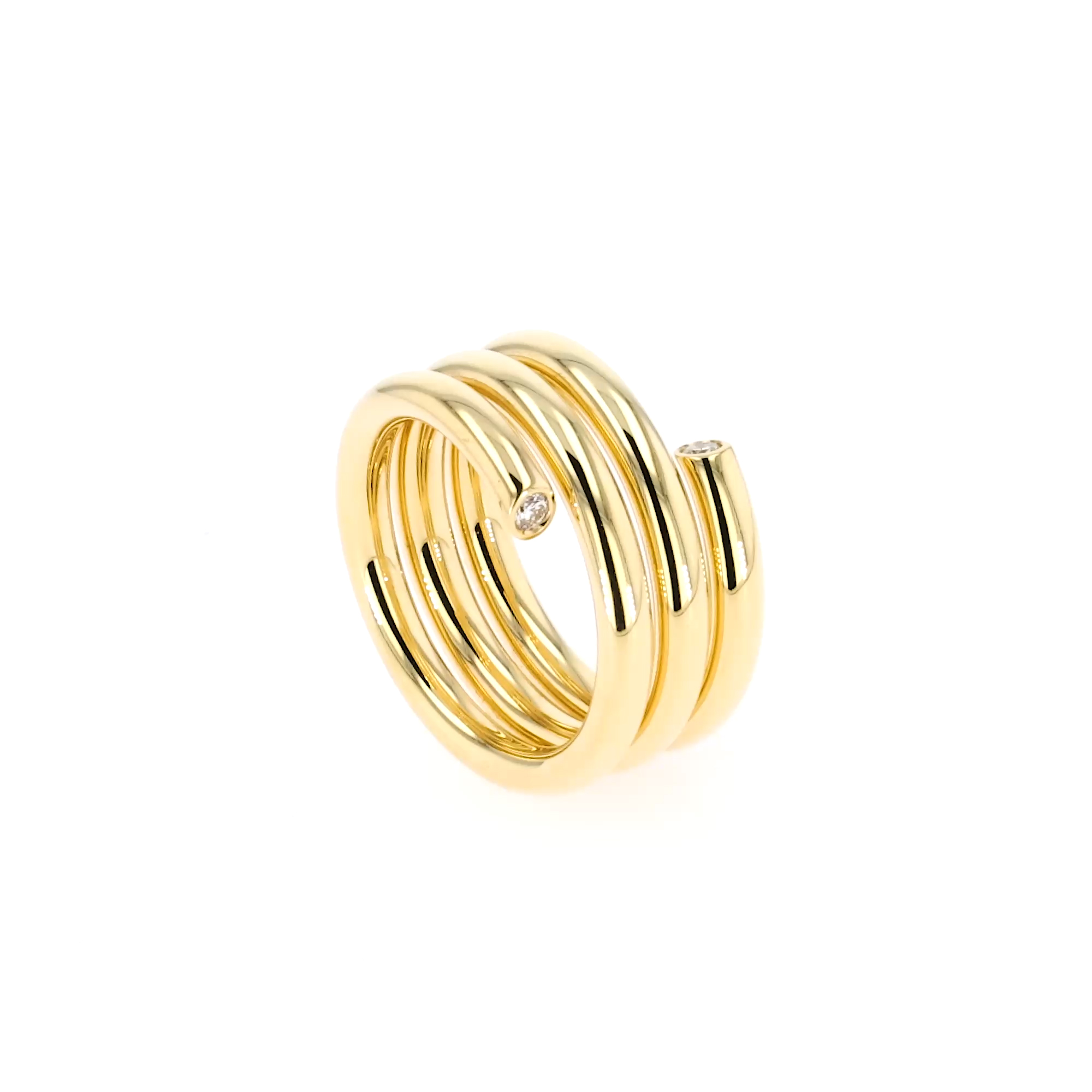 Eclipse 0.07ct Triple Row Diamond Spring Ring in 18ct Yellow Gold