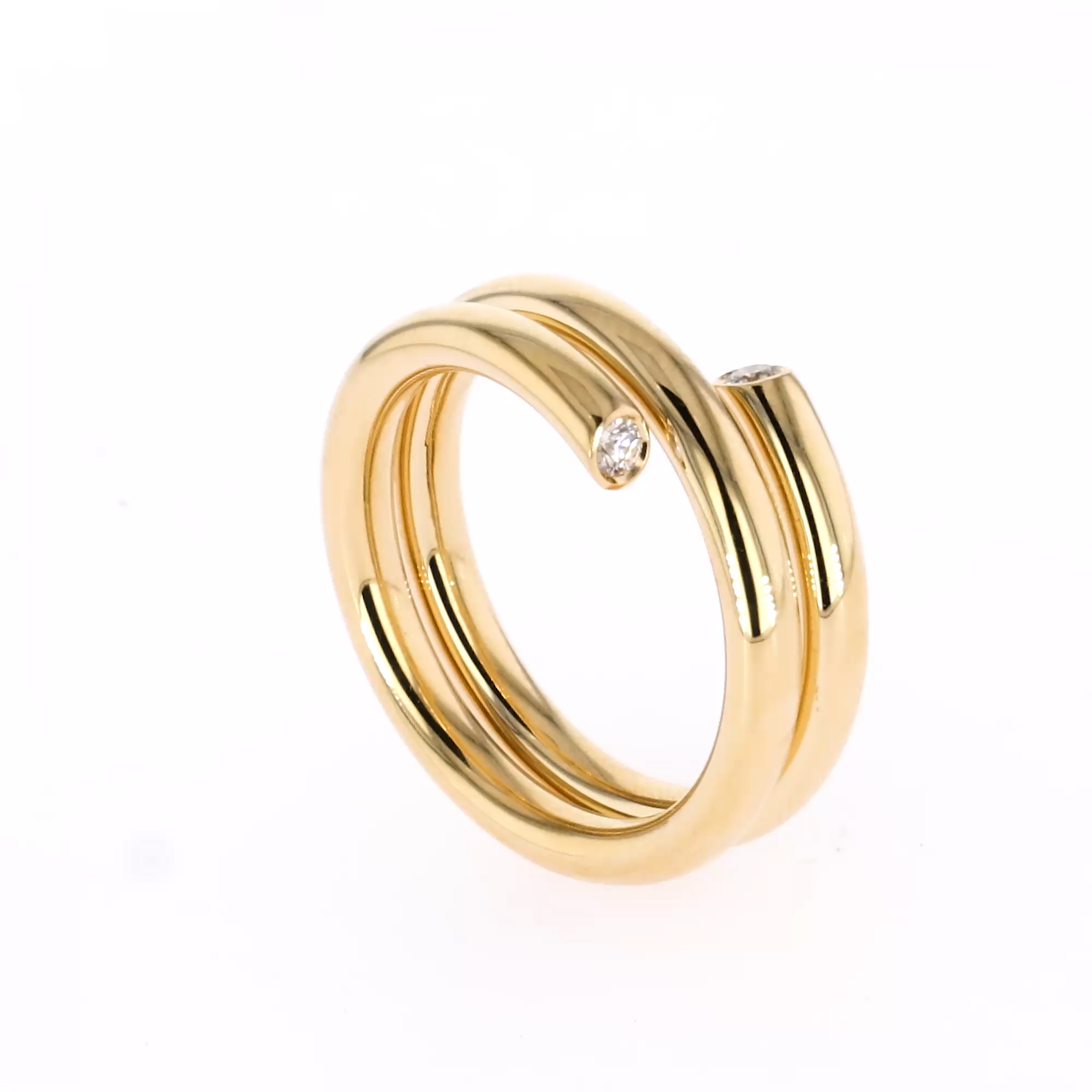 Eclipse 0.09ct Double Row Diamond Spring Ring in 18ct Yellow Gold