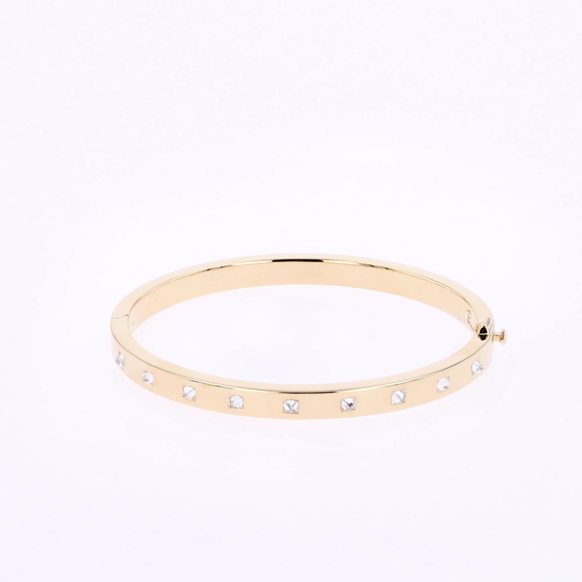 Inverted Princess Cut Diamond RockChic Bangle 0.80ct in 18ct Yellow Gold