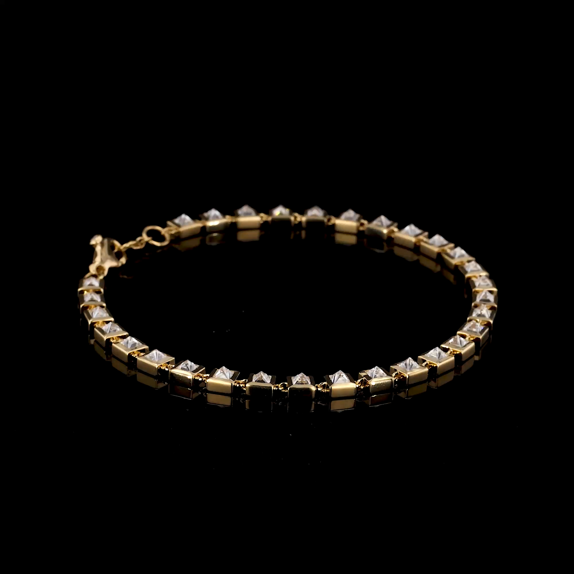 RockChic 2.46ct Inverted Princess Cut Diamond Bracelet in 18ct Yellow Gold