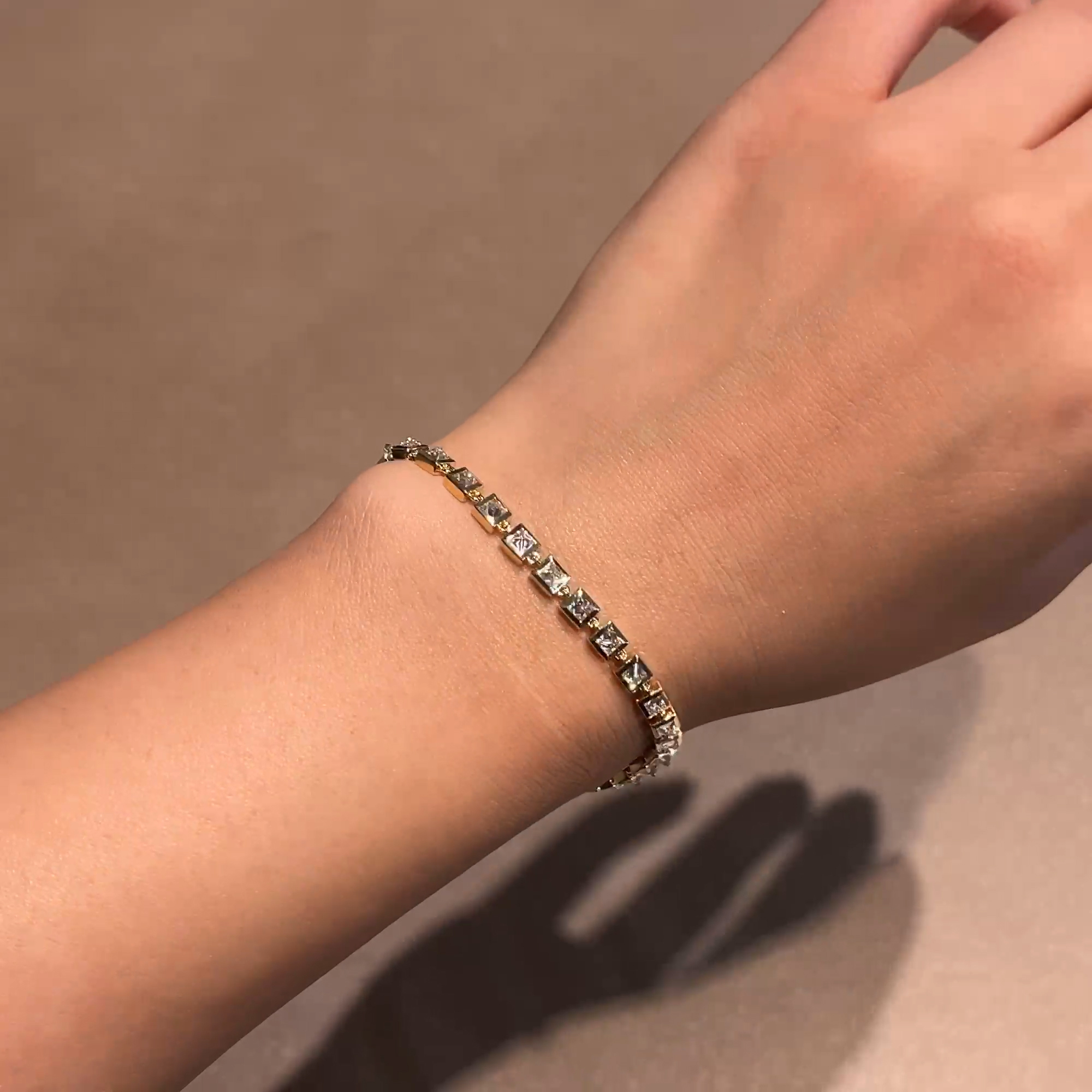 RockChic 2.46ct Inverted Princess Cut Diamond Bracelet in 18ct Yellow Gold