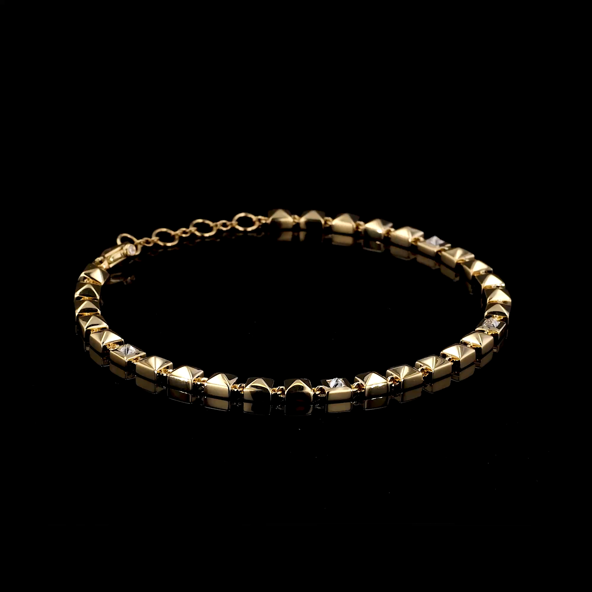 RockChic 0.32ct Inverted Princess Cut Diamond Bracelet in 18ct Yellow Gold