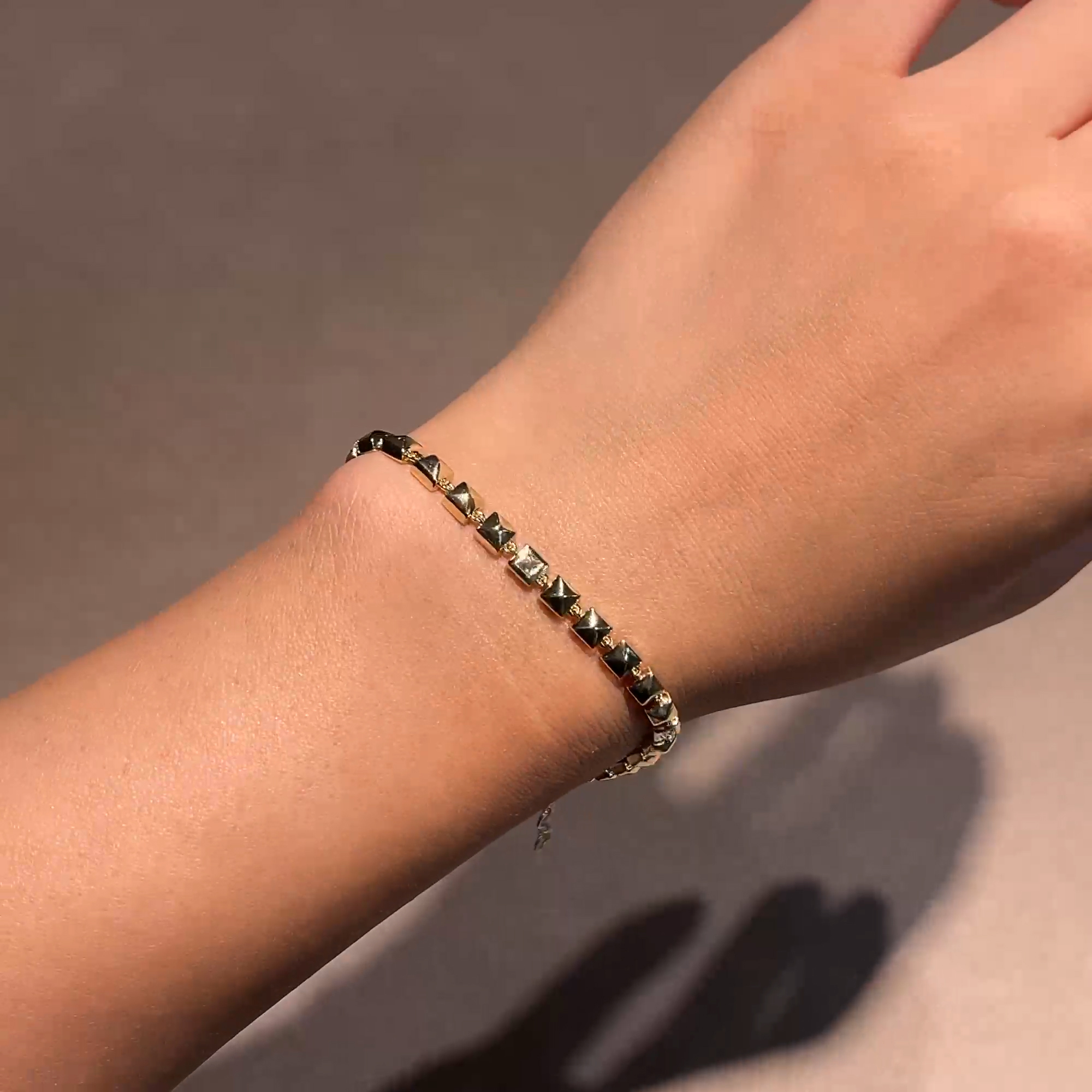 RockChic 0.32ct Inverted Princess Cut Diamond Bracelet in 18ct Yellow Gold