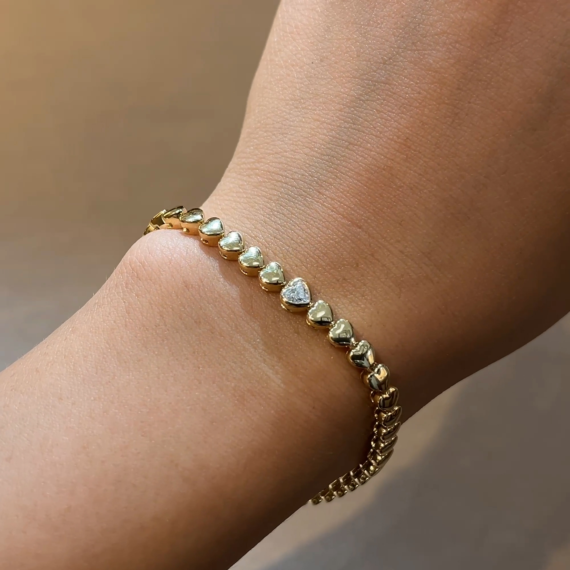 Sundance Heartshape 0.20ct Diamond Set Tennis Bracelet in 18ct Yellow Gold