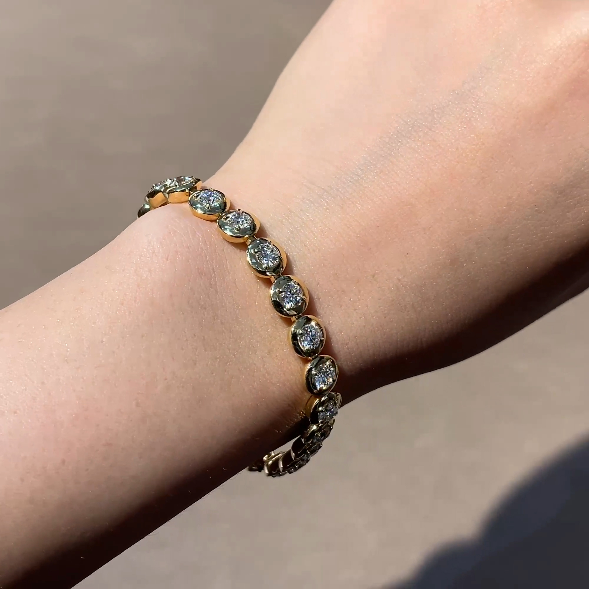 Skimming Stone 7.25ct Diamond Line Bracelet in 18ct Yellow Gold