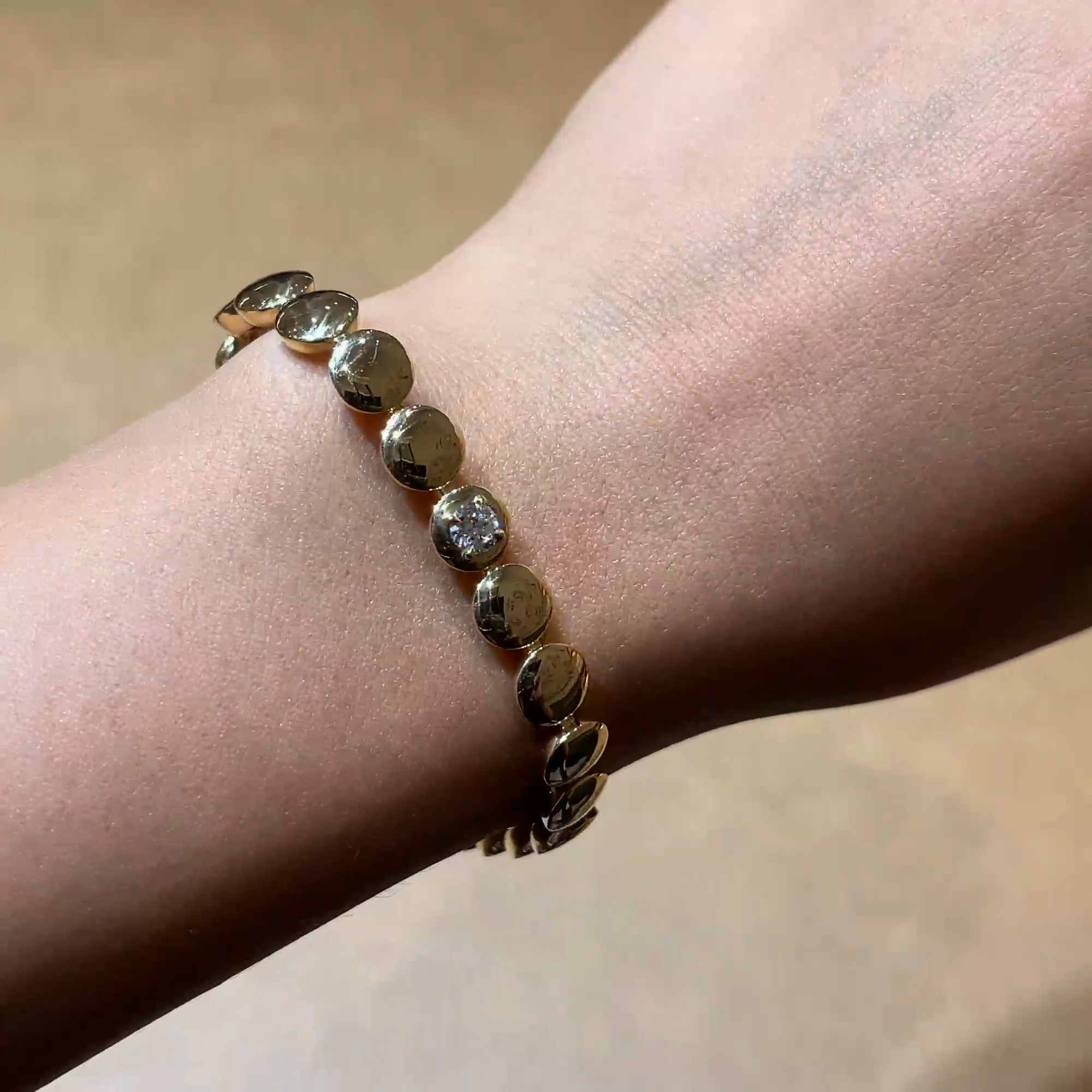 Skimming Stone 0.30ct Diamond Set Tennis Bracelet in 18ct Yellow Gold