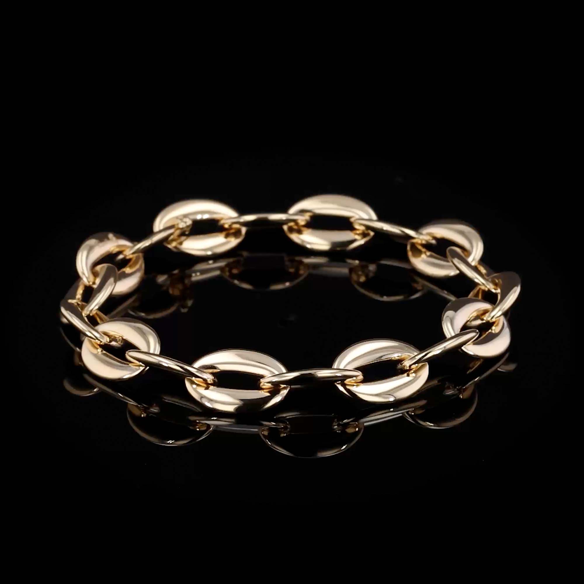 Valkyrie 0.066ct Diamond Oval Chain Link Small Bracelet in 18ct Yellow Gold