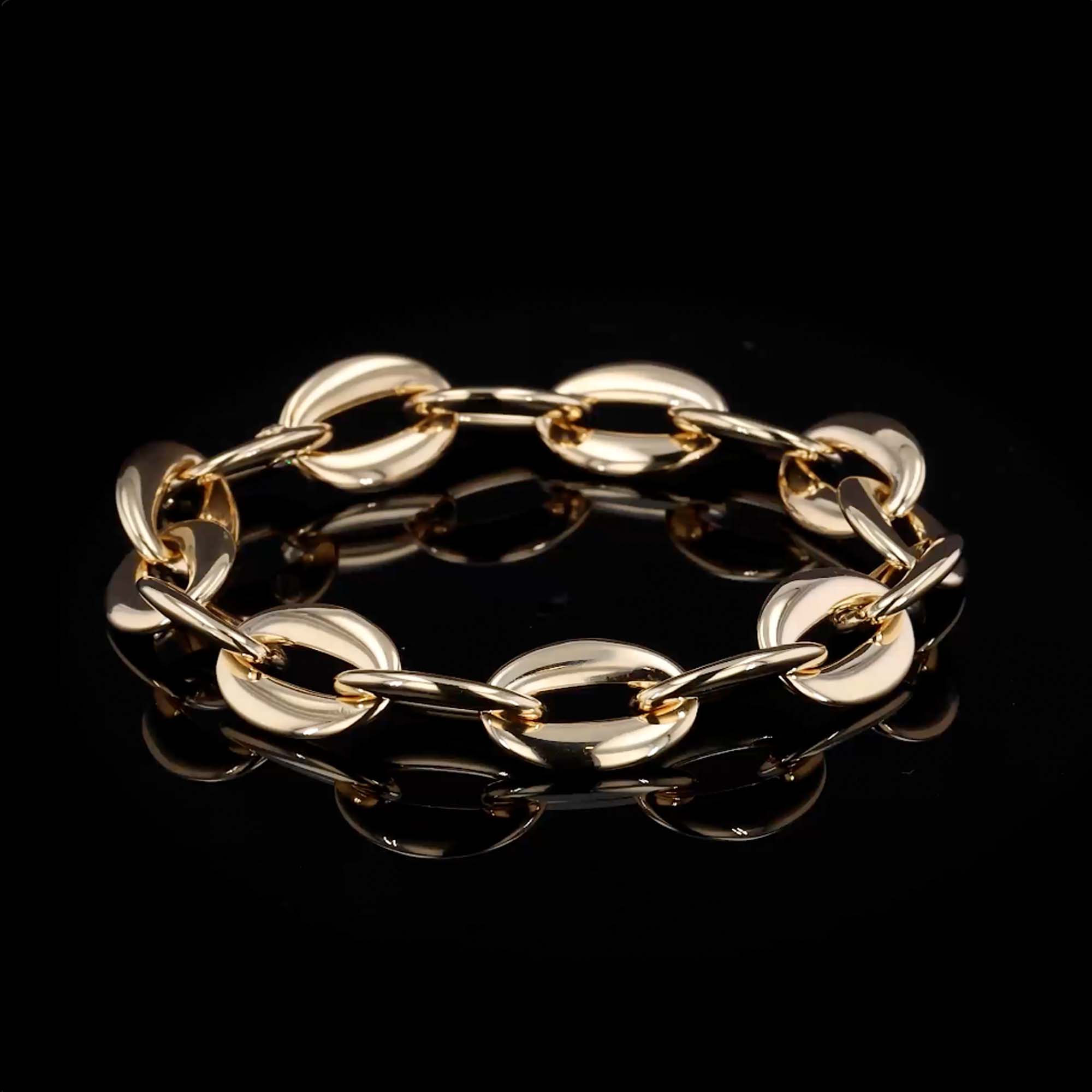 Valkyrie 0.088ct Diamond Oval Chain Link Classic Bracelet in 18ct Yellow Gold