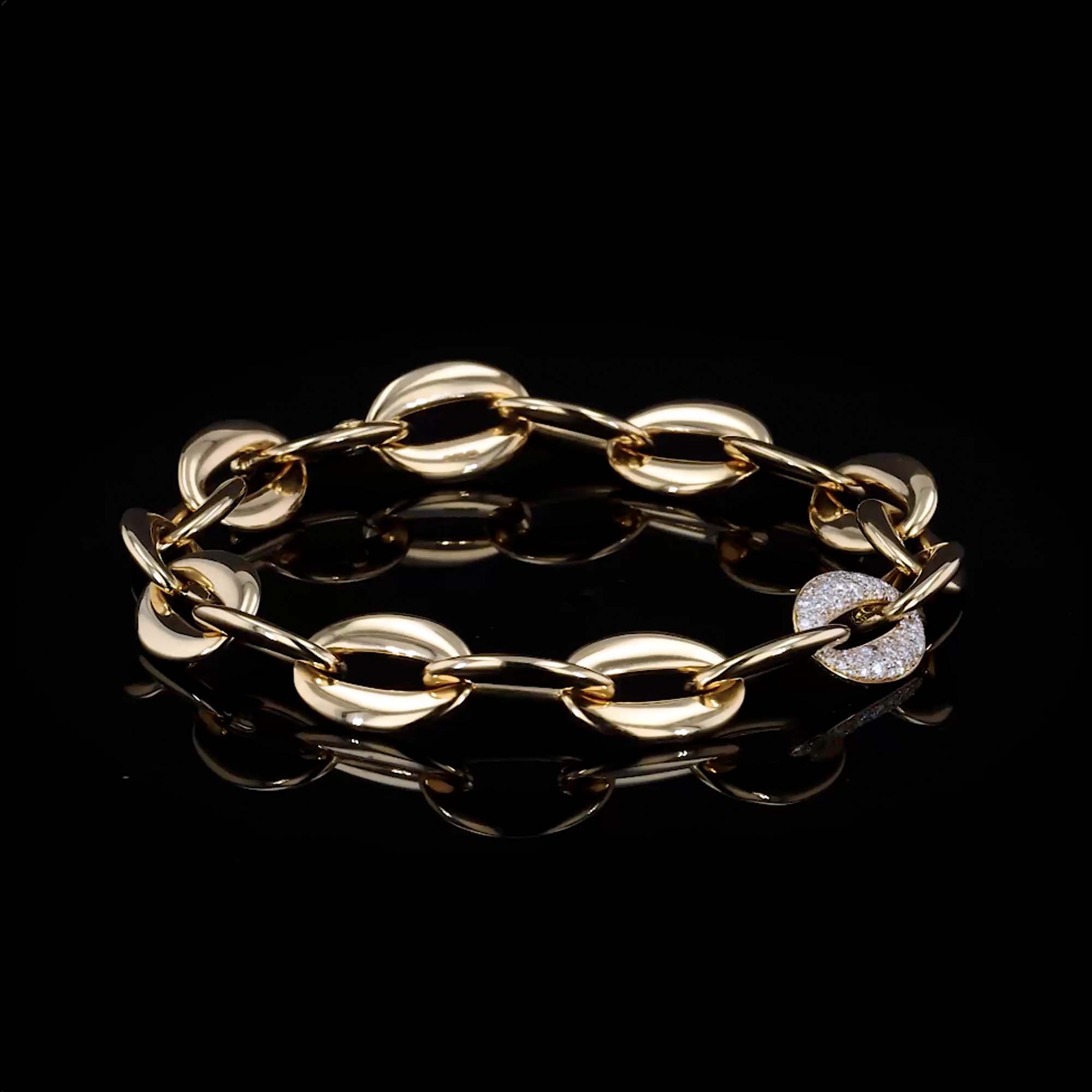 Valkyrie 1.193ct Diamond Oval Chain Link Small Bracelet in 18ct Yellow Gold