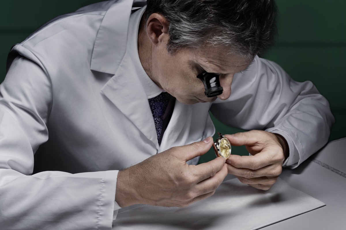 Rolex watch being serviced