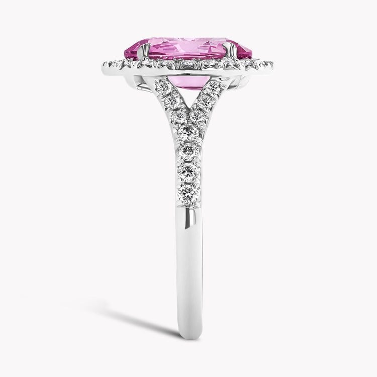 Madagascan Pink Sapphire and Diamond Cluster Ring Oval Cut, Claw Set_4